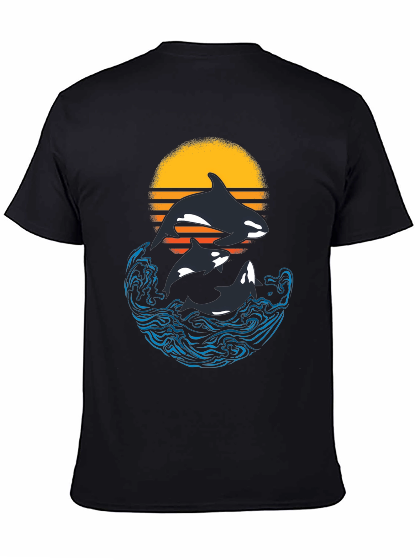 Orca Sunset Graphic T-Shirt - Black