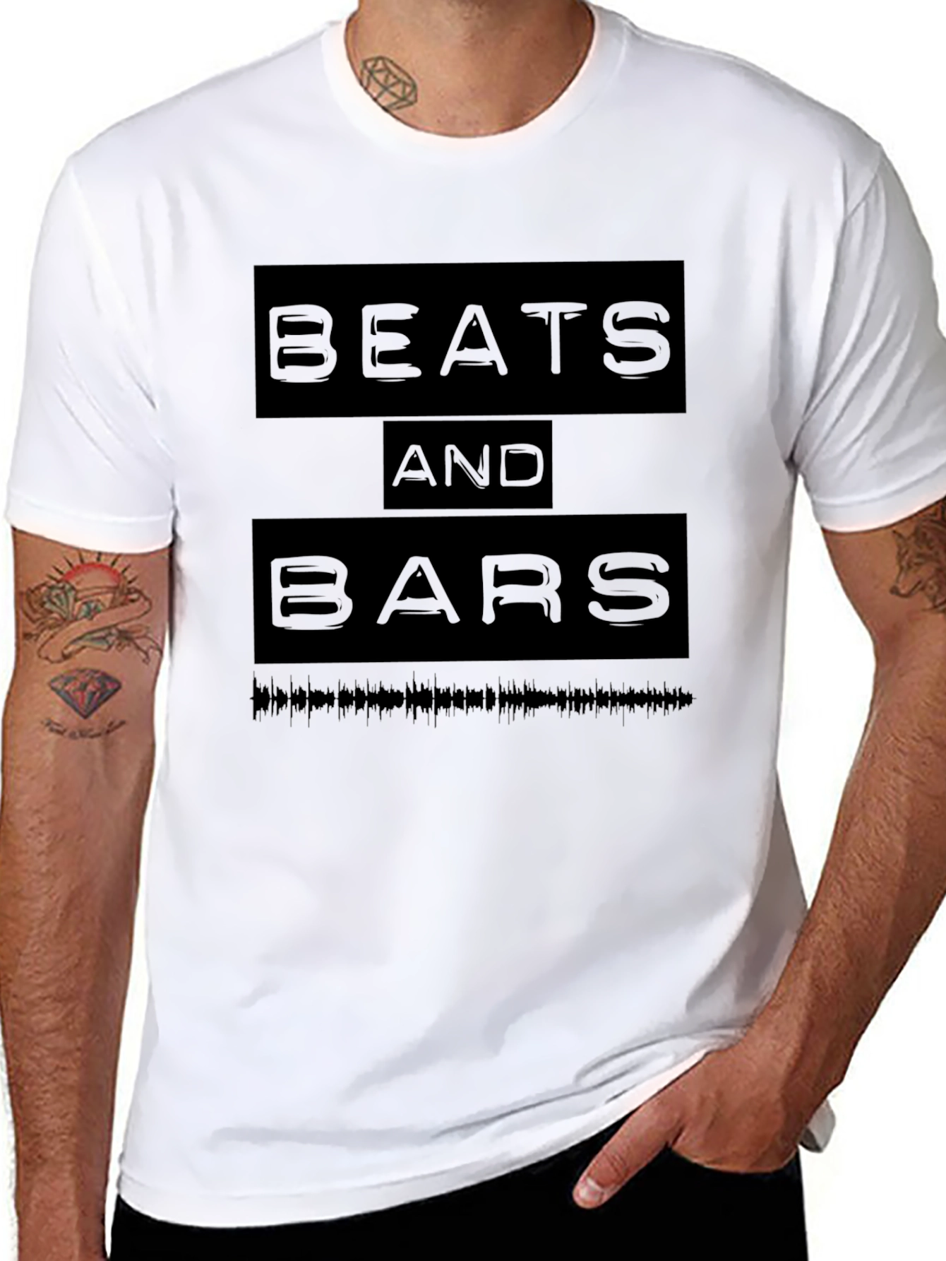 Beats and Bars Black Graphic T-Shirt