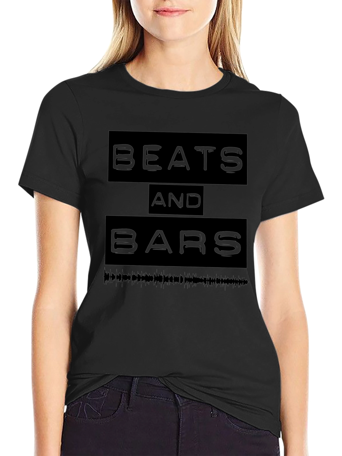 Beats and Bars Black Graphic T-Shirt