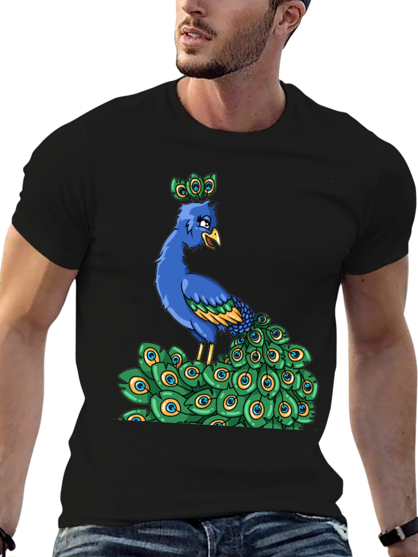 Peacock Cartoon Graphic Tee
