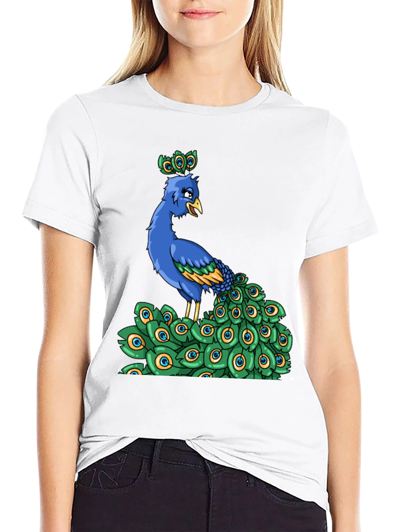 Peacock Cartoon Graphic Tee