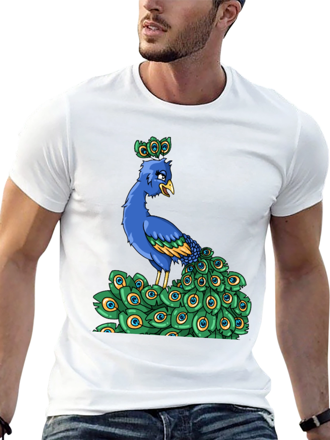 Peacock Cartoon Graphic Tee