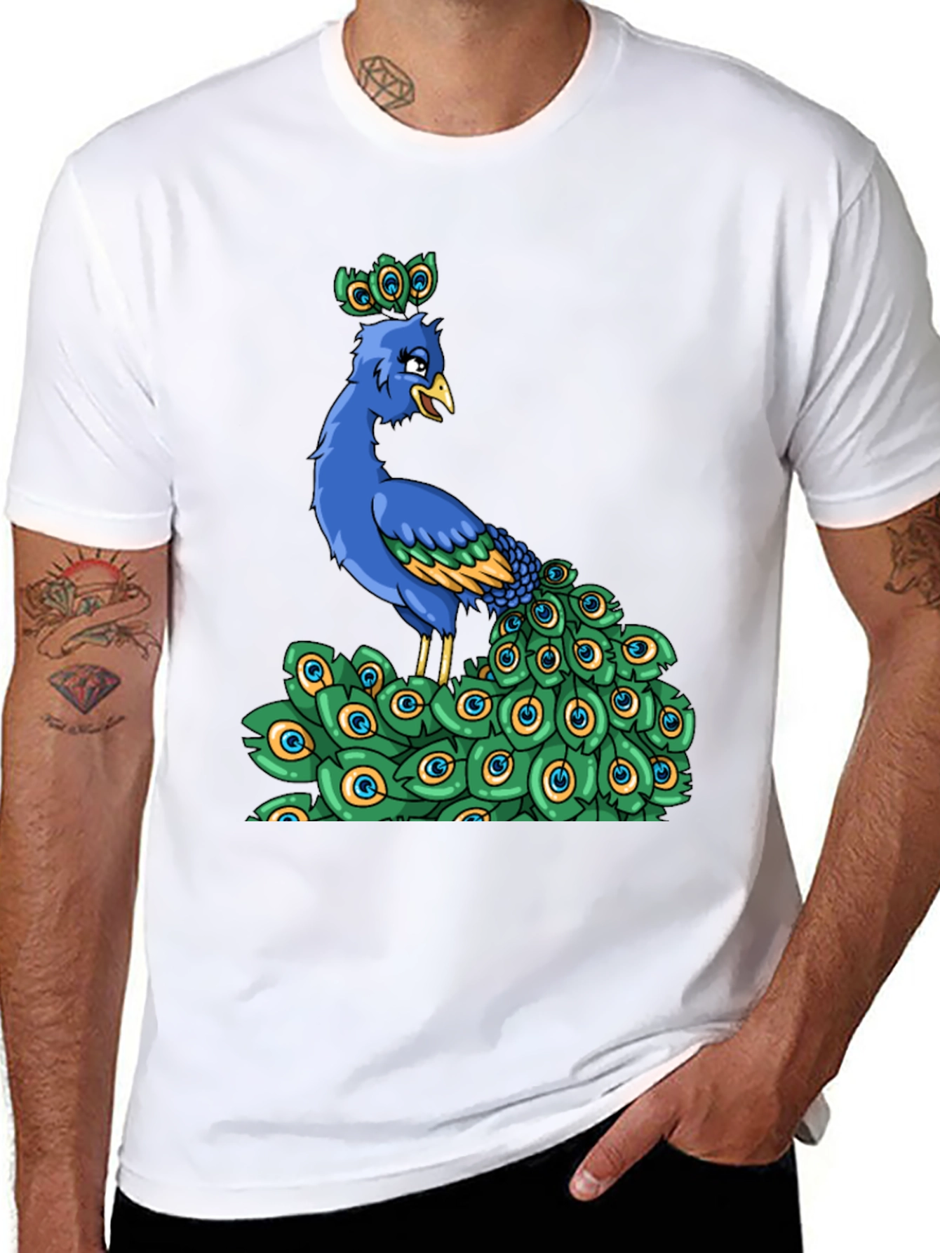 Peacock Cartoon Graphic Tee