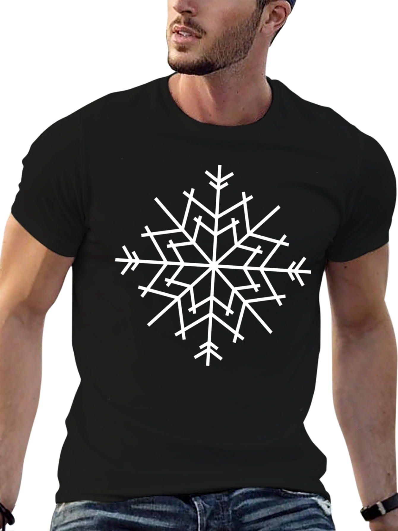 Snowflake Graphic Tee - Black Cotton Blend