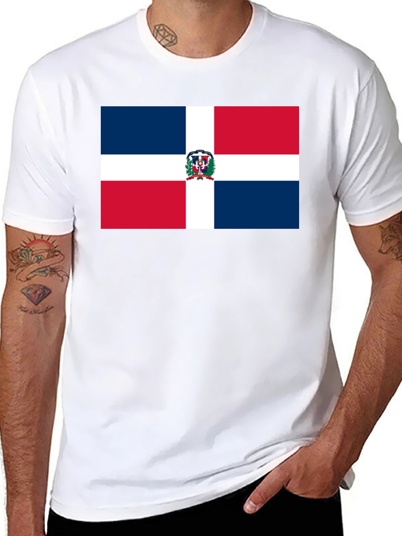 Dominican Republic Flag T-Shirt - Black