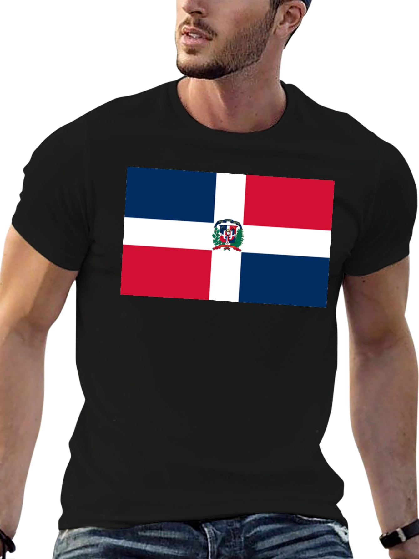 Dominican Republic Flag T-Shirt - Black