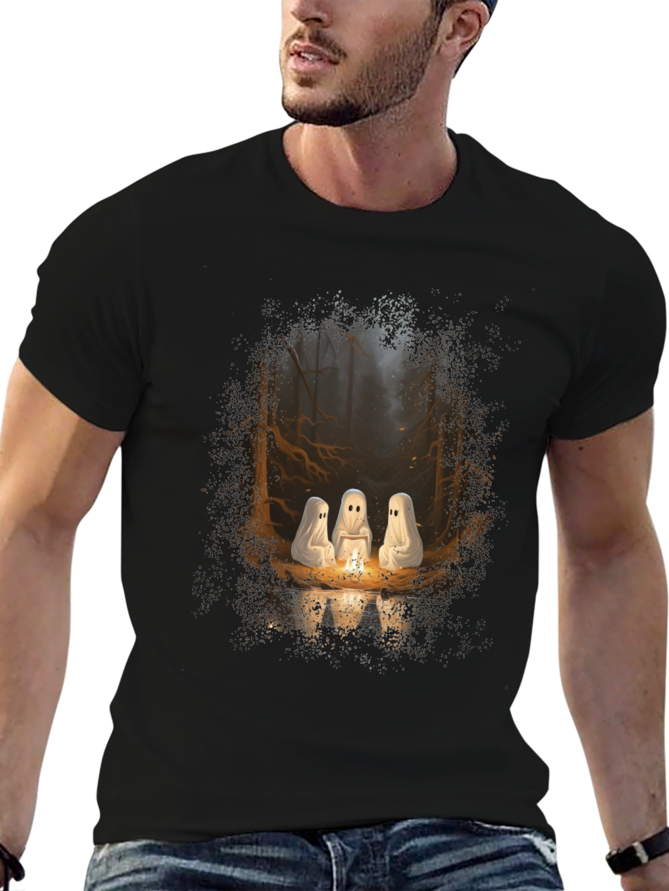 Ghost Campfire T-Shirt - Spooky Season Apparel