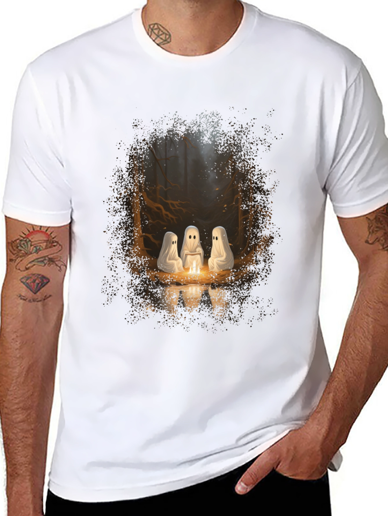 Ghost Campfire T-Shirt - Spooky Season Apparel