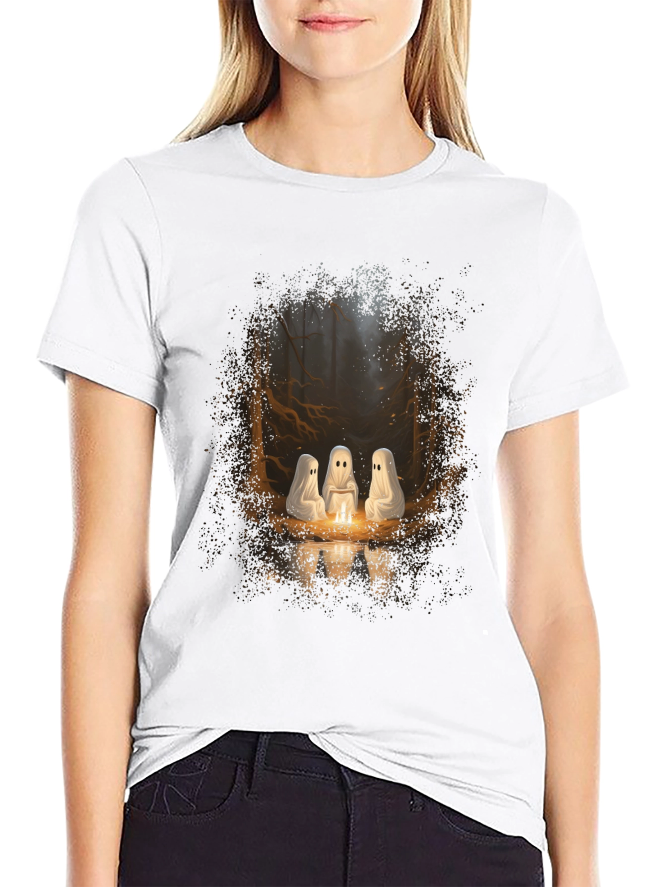 Ghost Campfire T-Shirt - Spooky Season Apparel