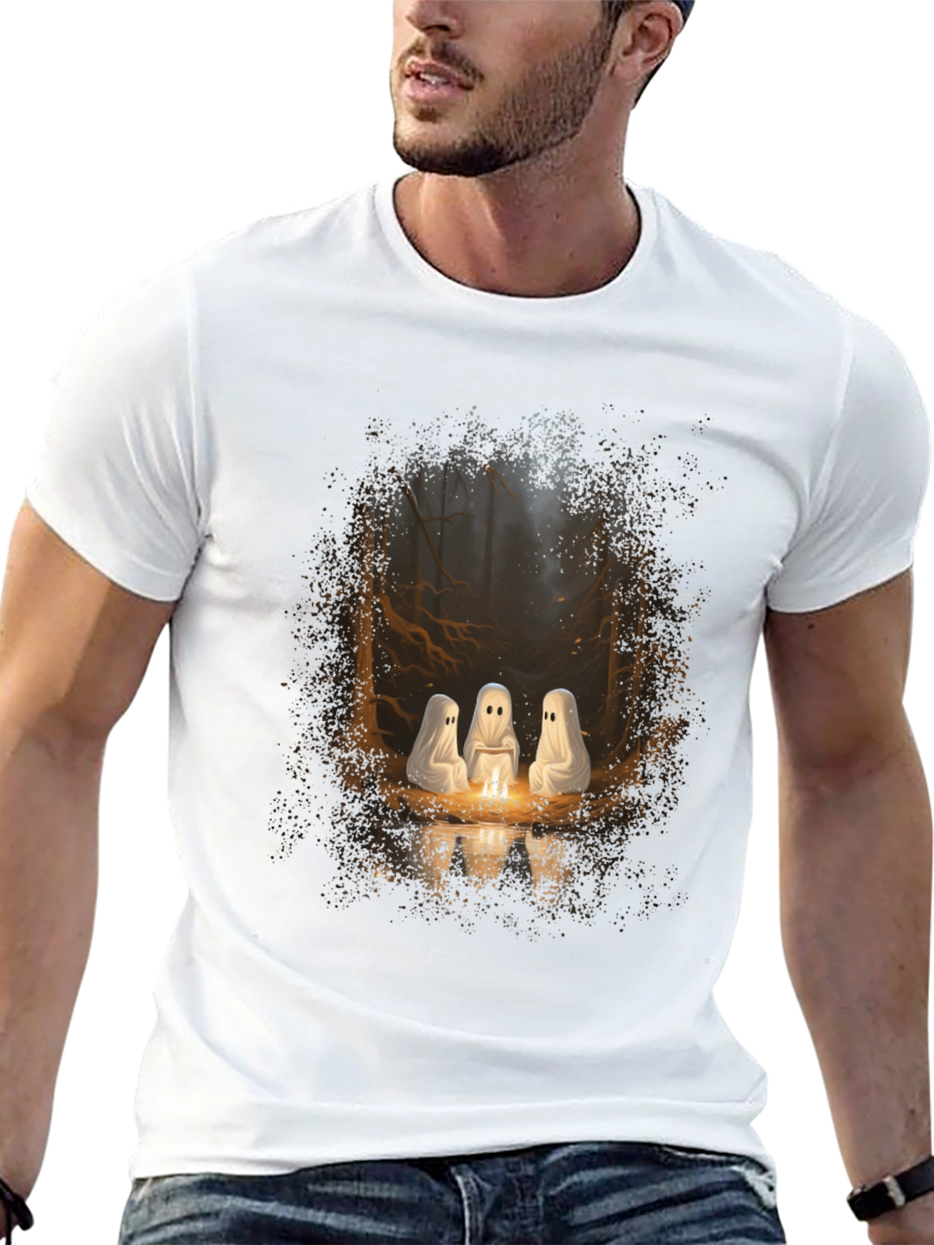 Ghost Campfire T-Shirt - Spooky Season Apparel