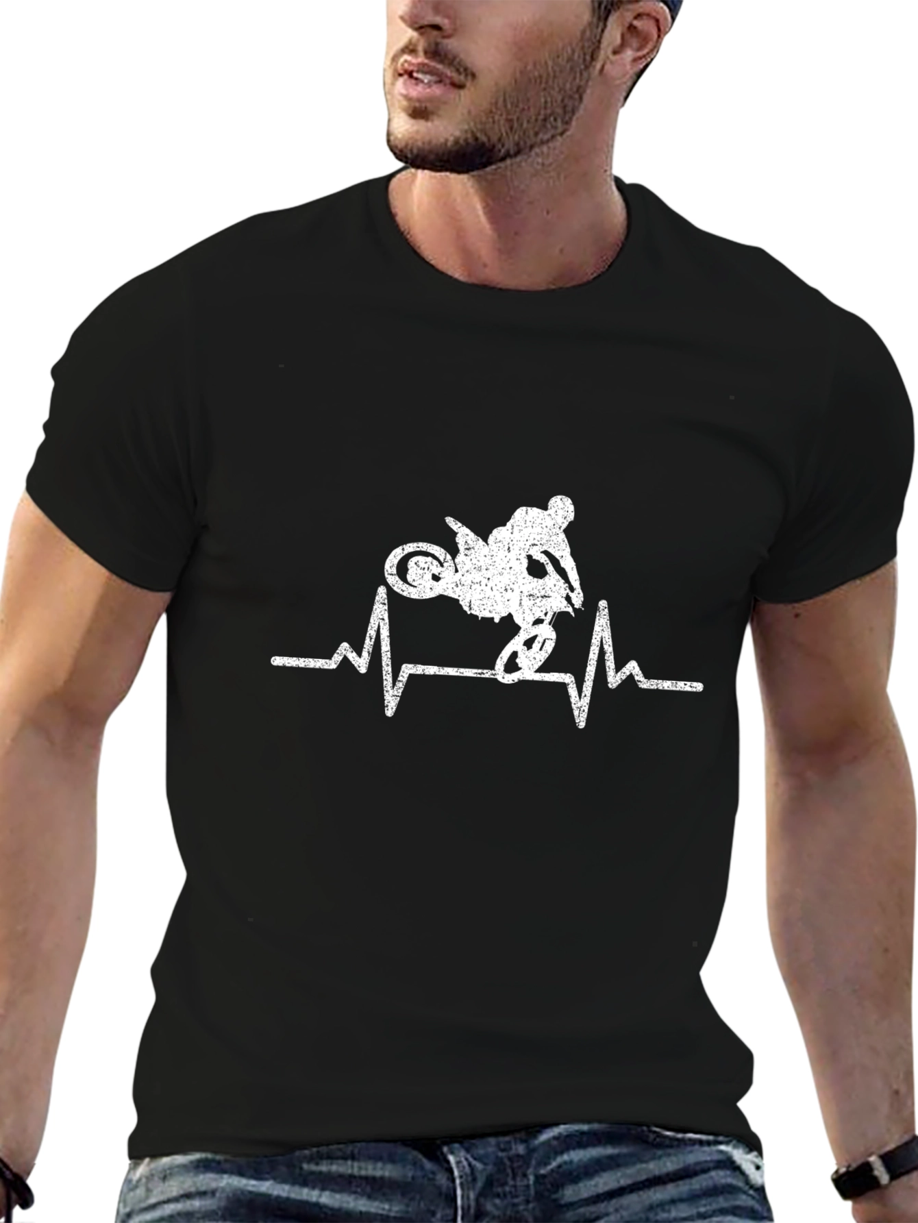 Motorcycle Heartbeat Graphic T-Shirt
