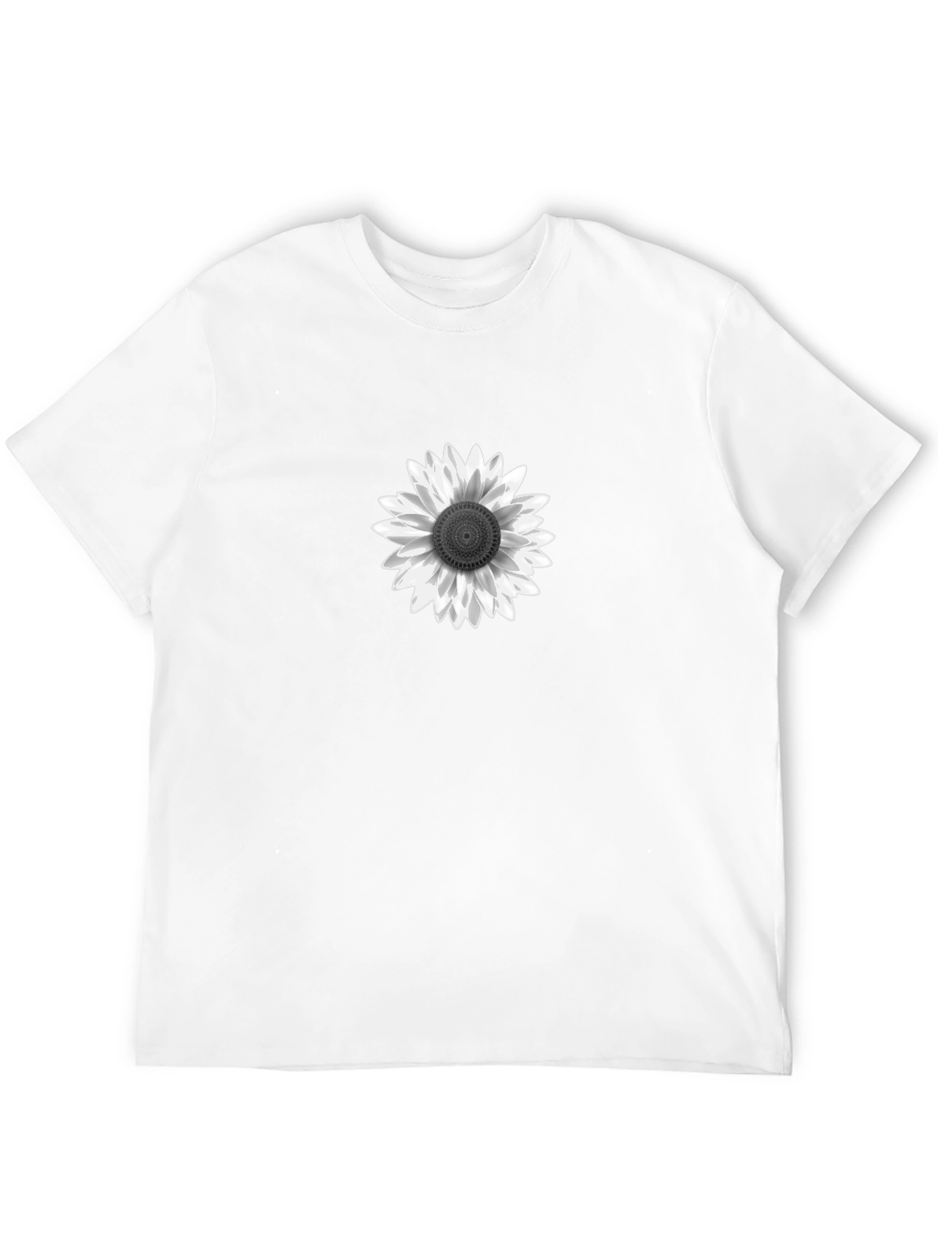 Black T-Shirt with White Sunflower Graphic