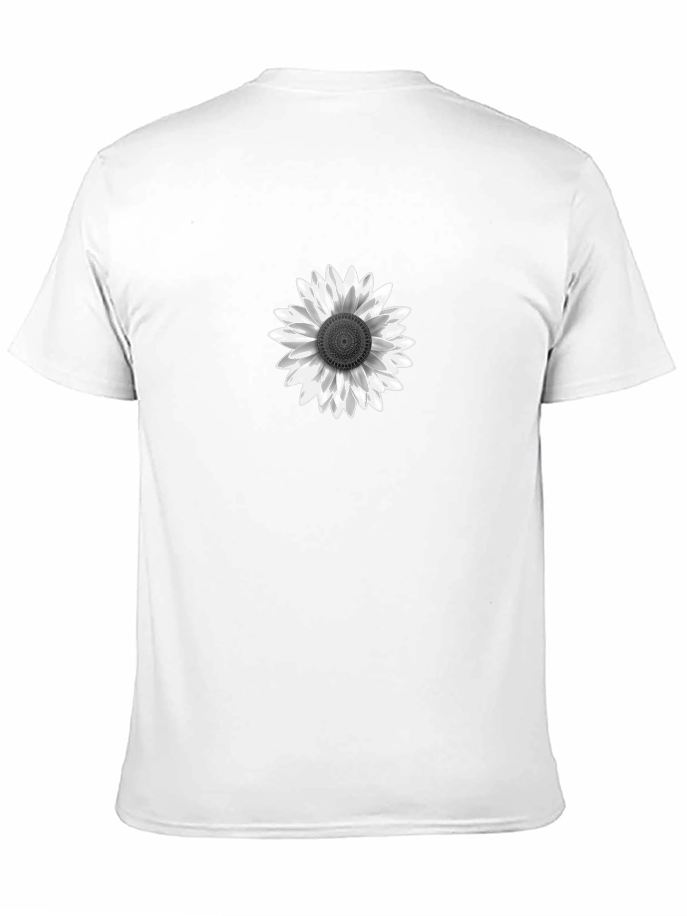 Black T-Shirt with White Sunflower Graphic