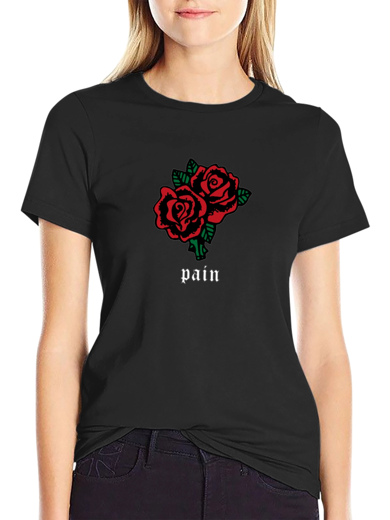 Pain Roses Graphic T-Shirt - Black