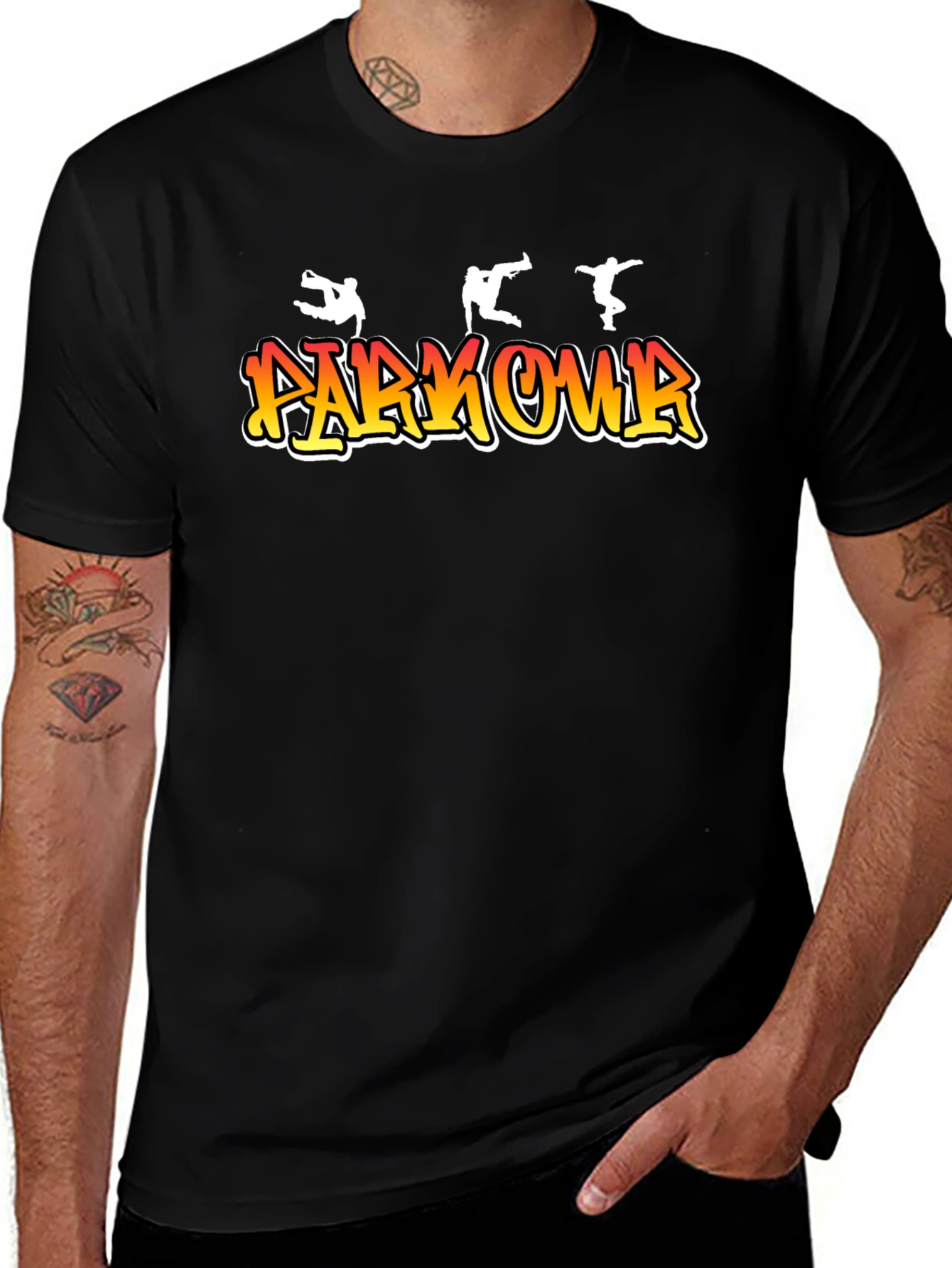 Parkour Graphic Print Black T-Shirt