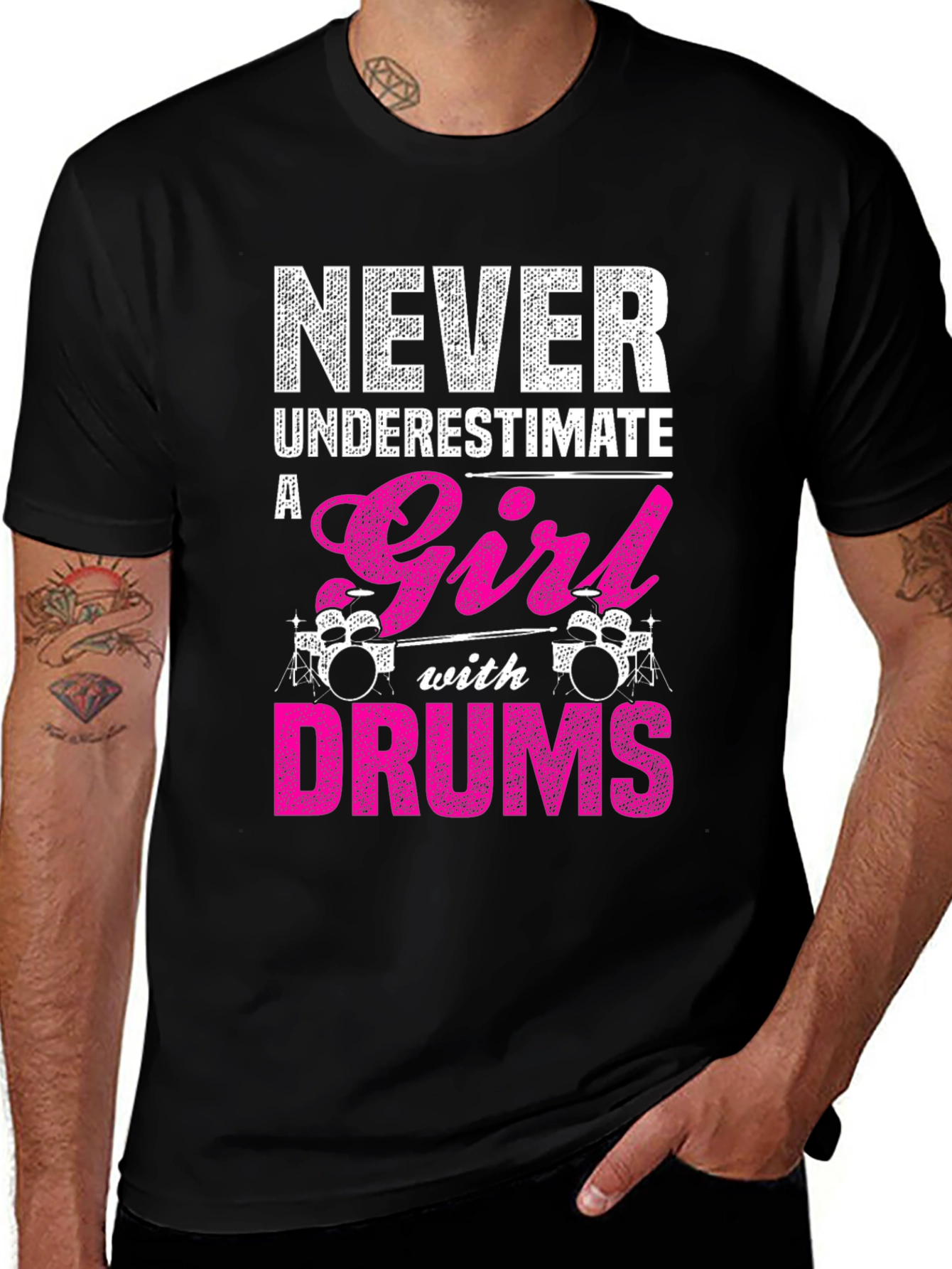 Never Underestimate a Girl with Drums T-Shirt
