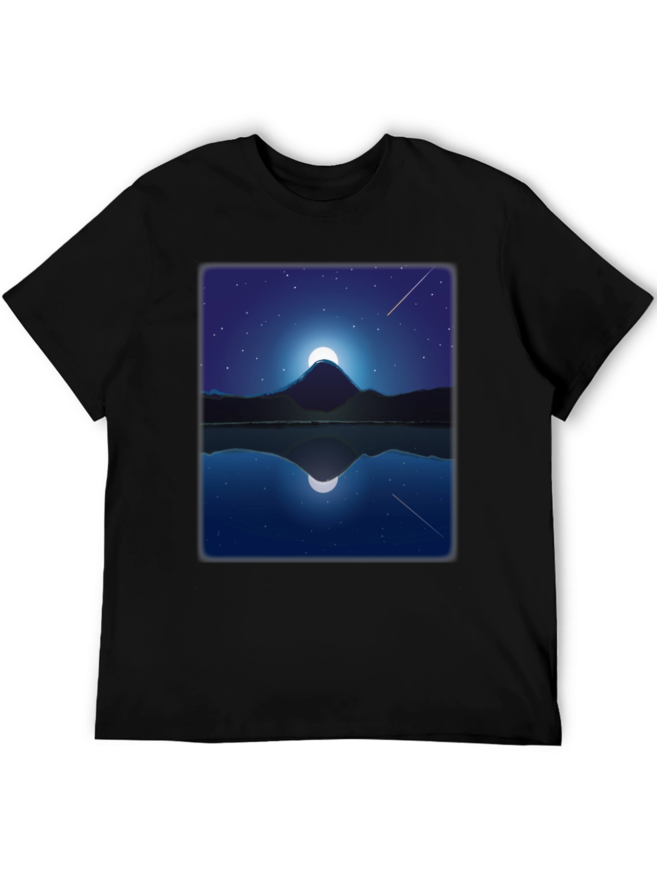 Night Mountain Reflection Graphic Tee - Black