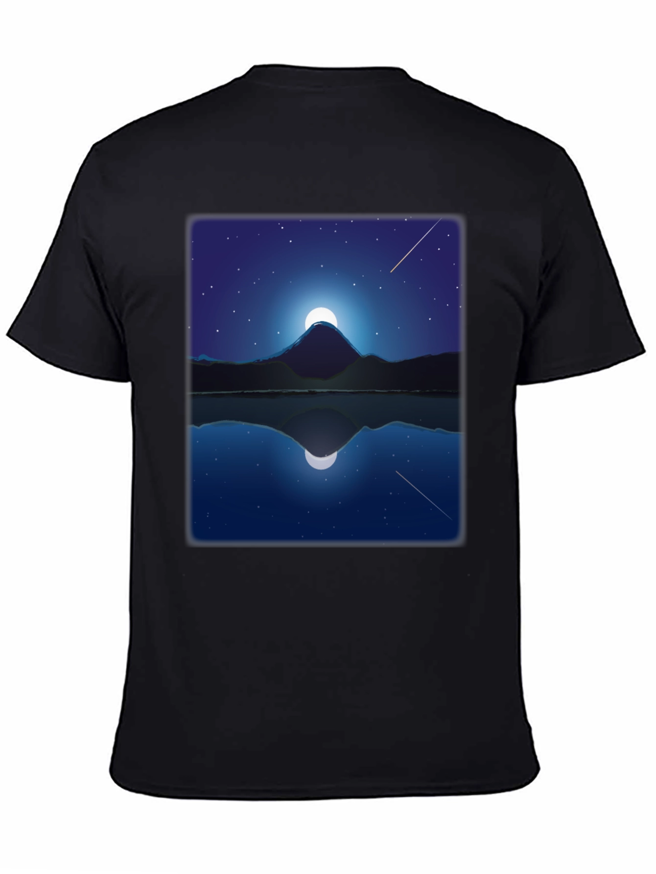 Night Mountain Reflection Graphic Tee - Black