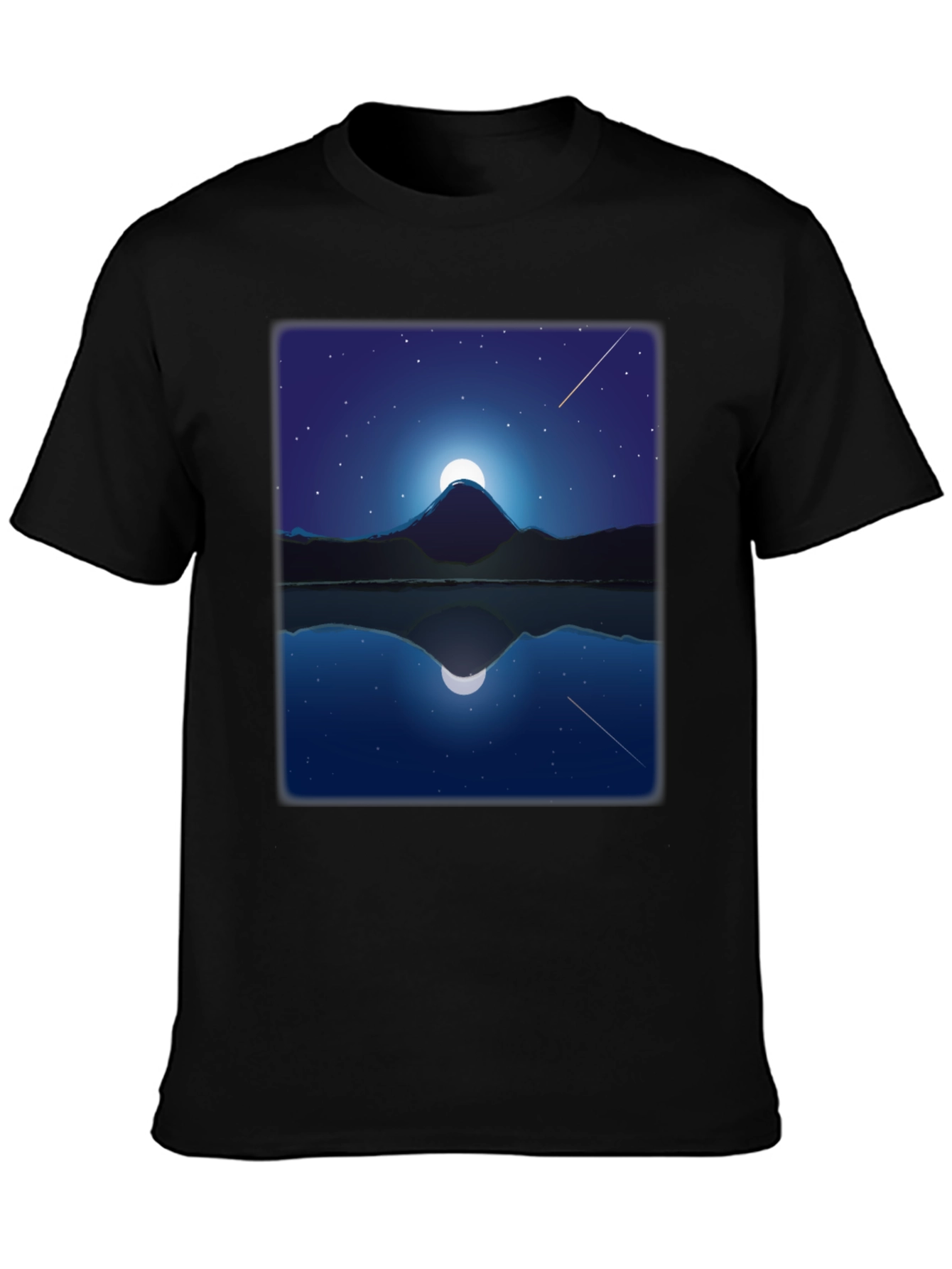Night Mountain Reflection Graphic Tee - Black