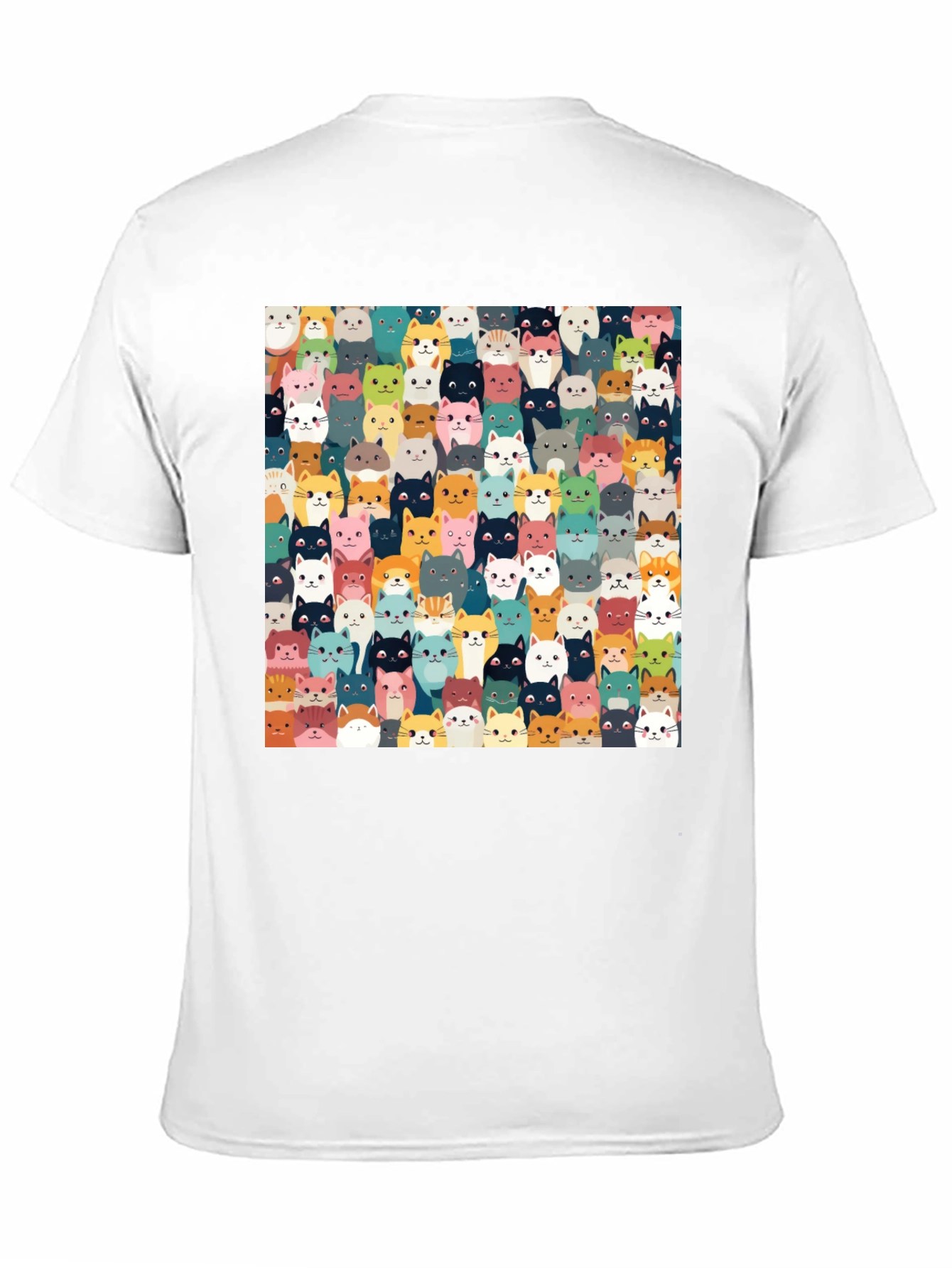 Cute Cats Pattern Black T-Shirt