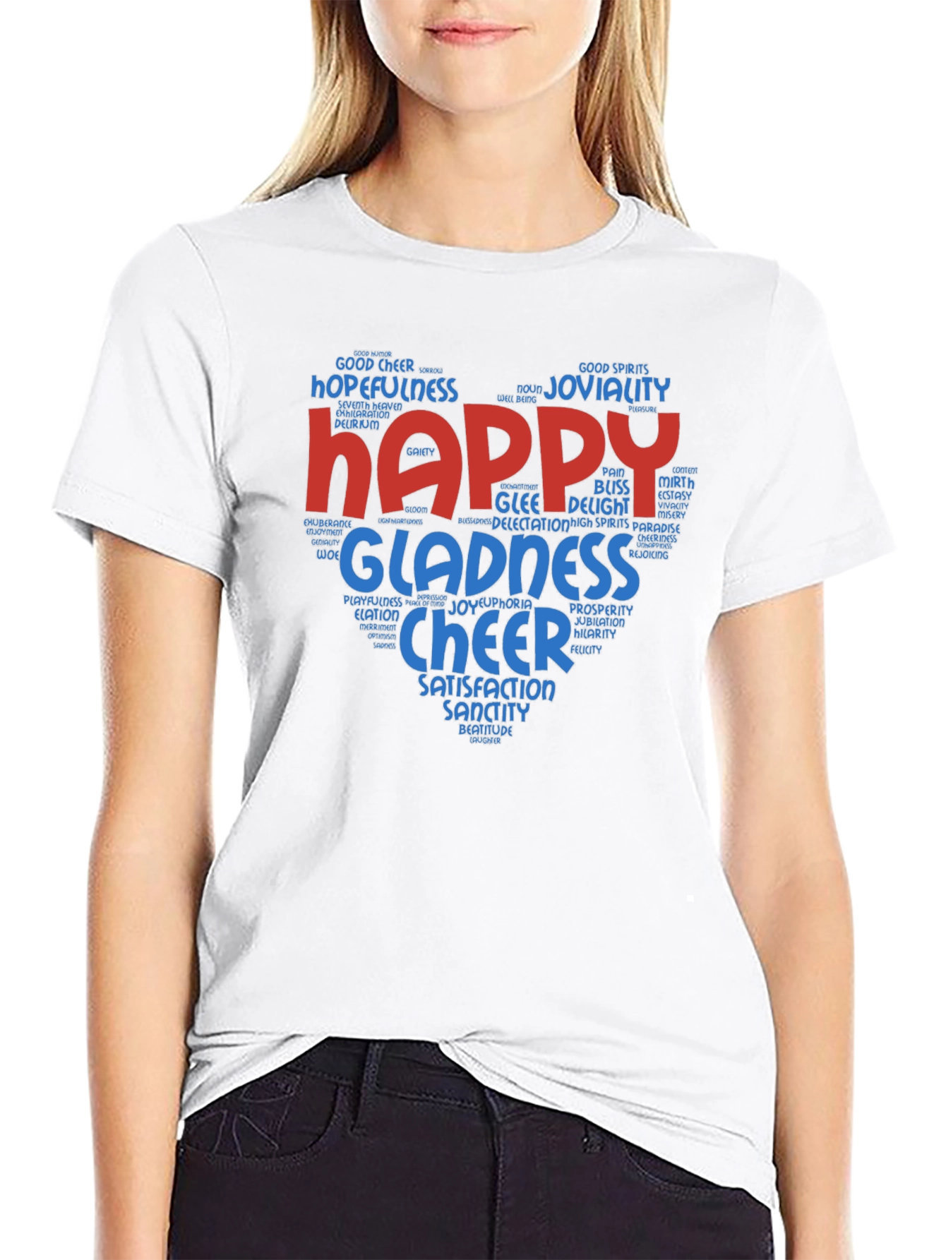 Happy Word Art T-Shirt - Joyful Design