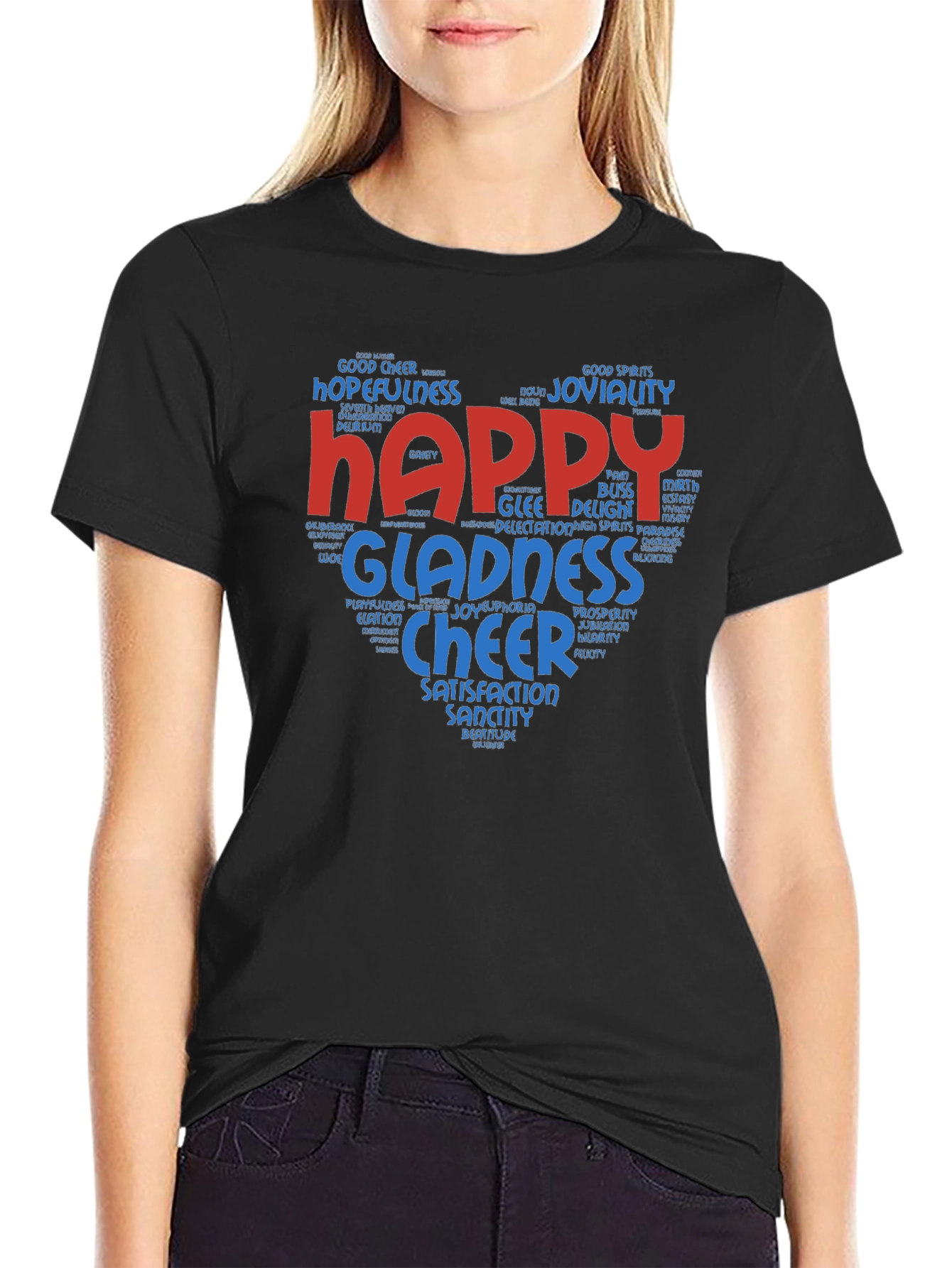 Happy Word Art T-Shirt - Joyful Design