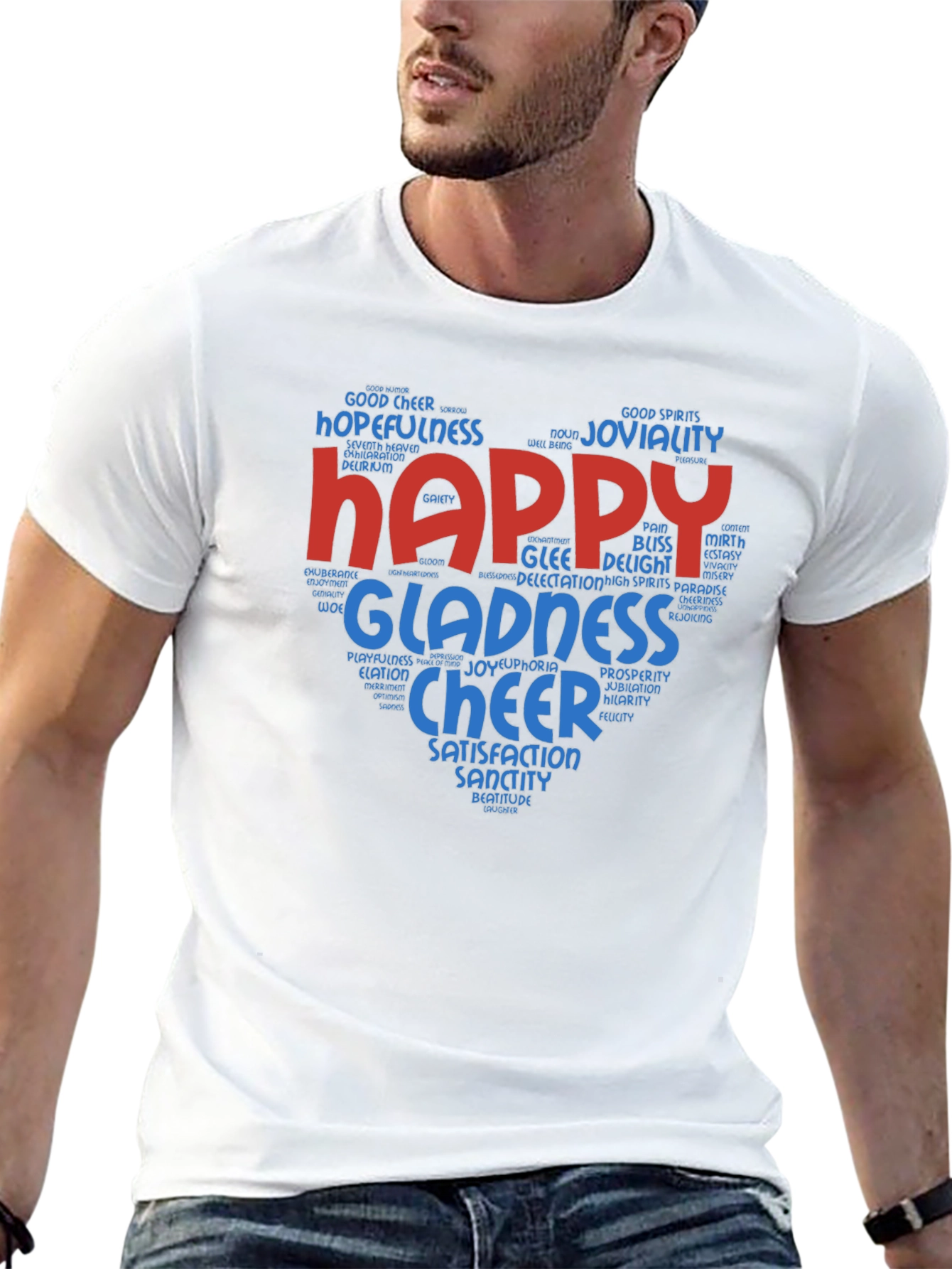 Happy Word Art T-Shirt - Joyful Design