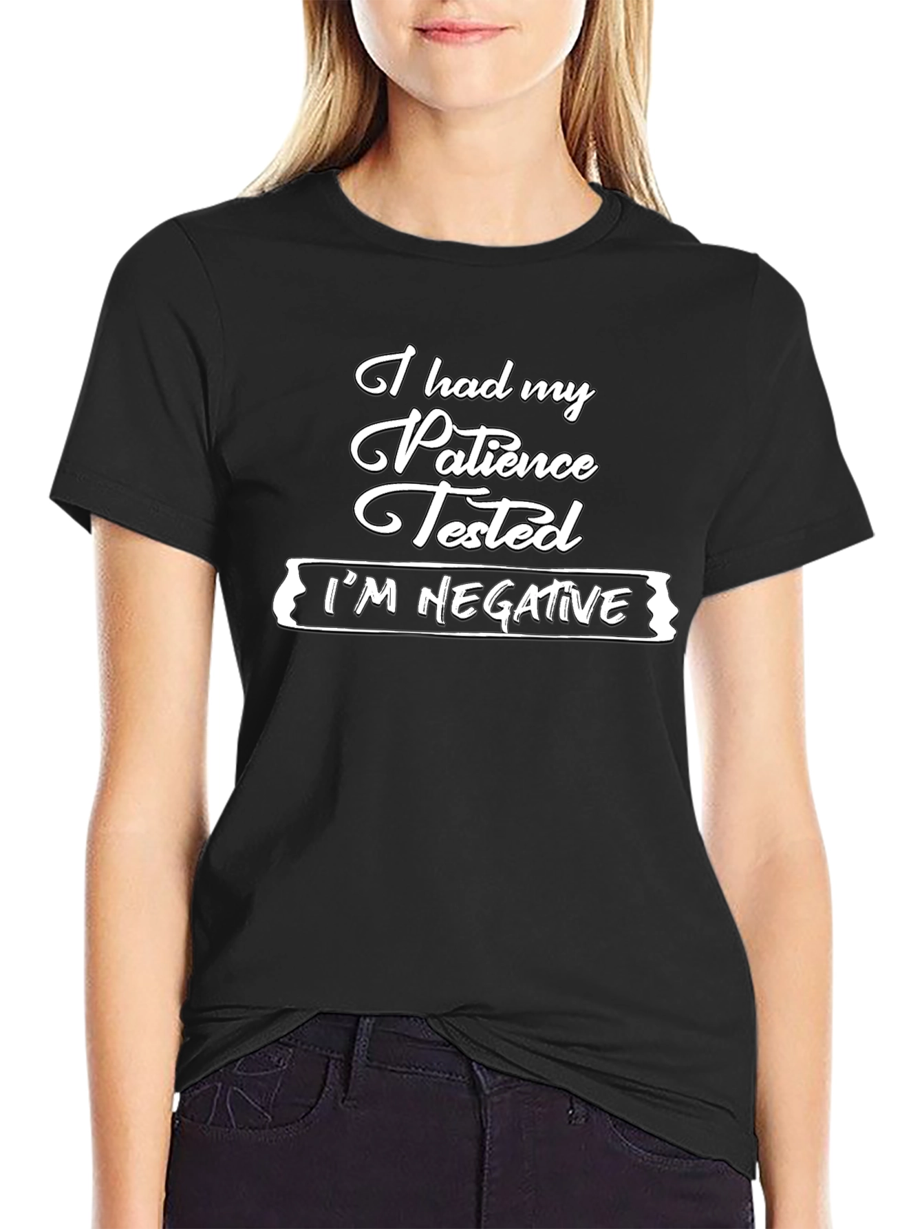 Funny Patience Tested Graphic Tee - Black