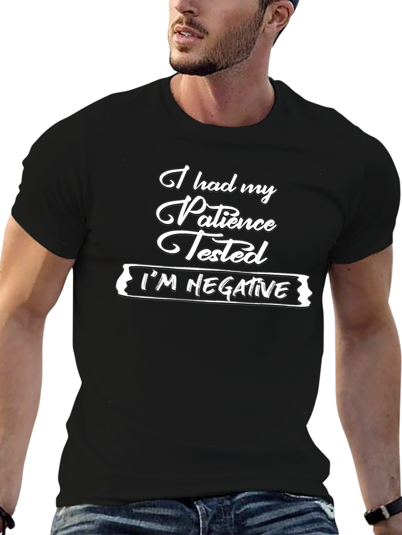 Funny Patience Tested Graphic Tee - Black