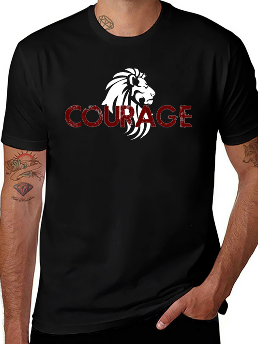 Courage Lion Graphic Tee - Mens Black T-Shirt