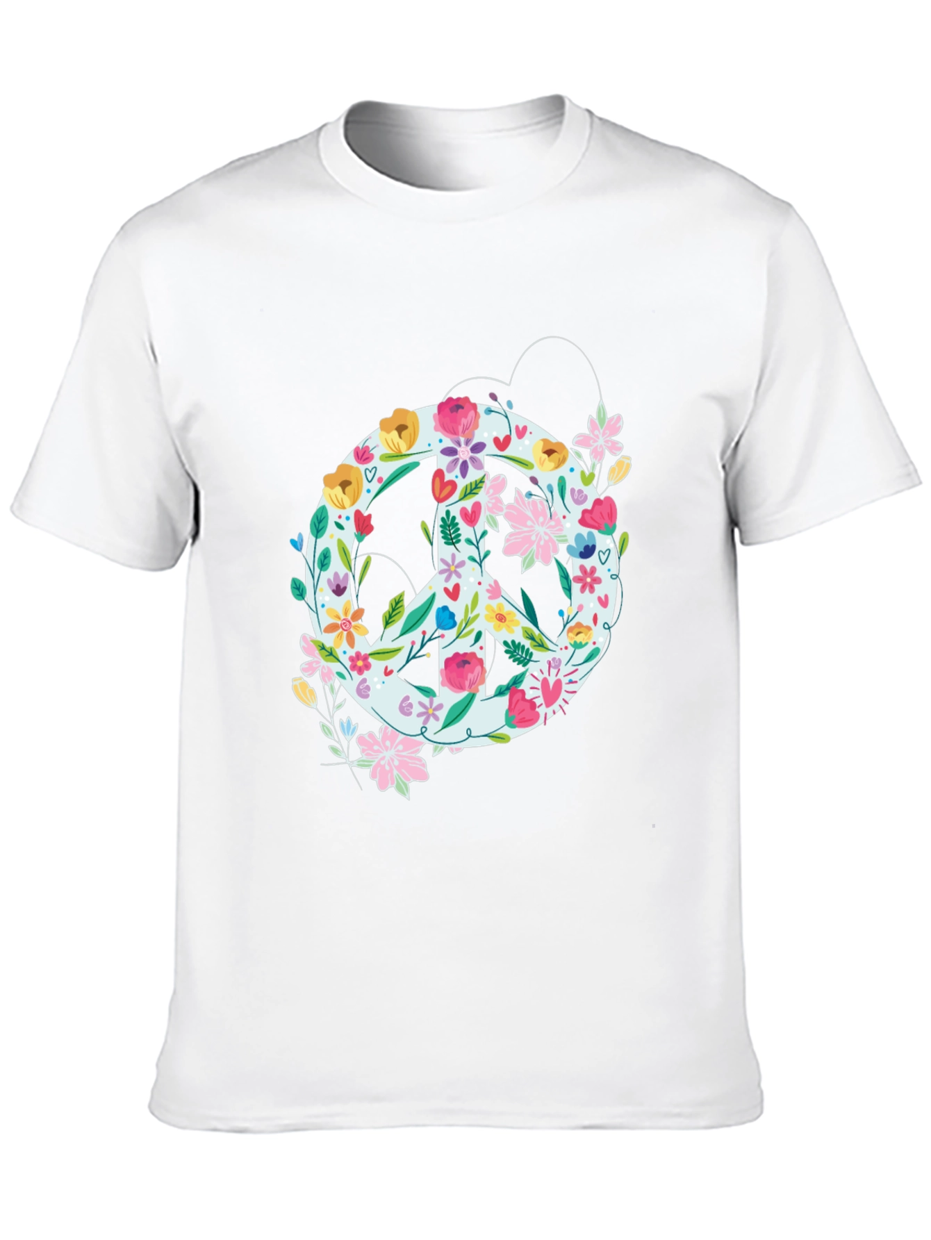 Floral Peace Sign Graphic Tee - Black