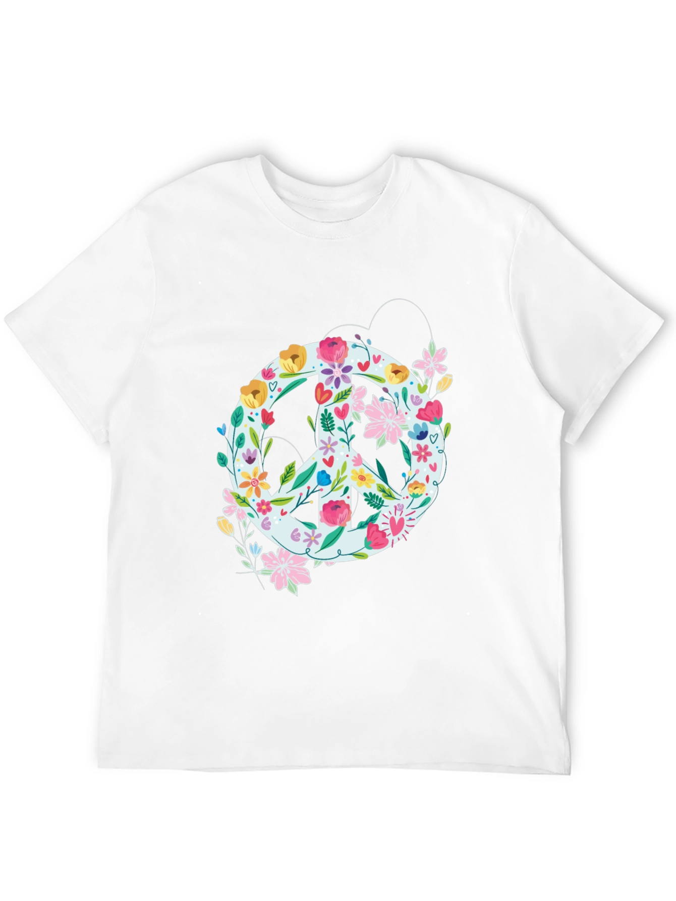 Floral Peace Sign Graphic Tee - Black
