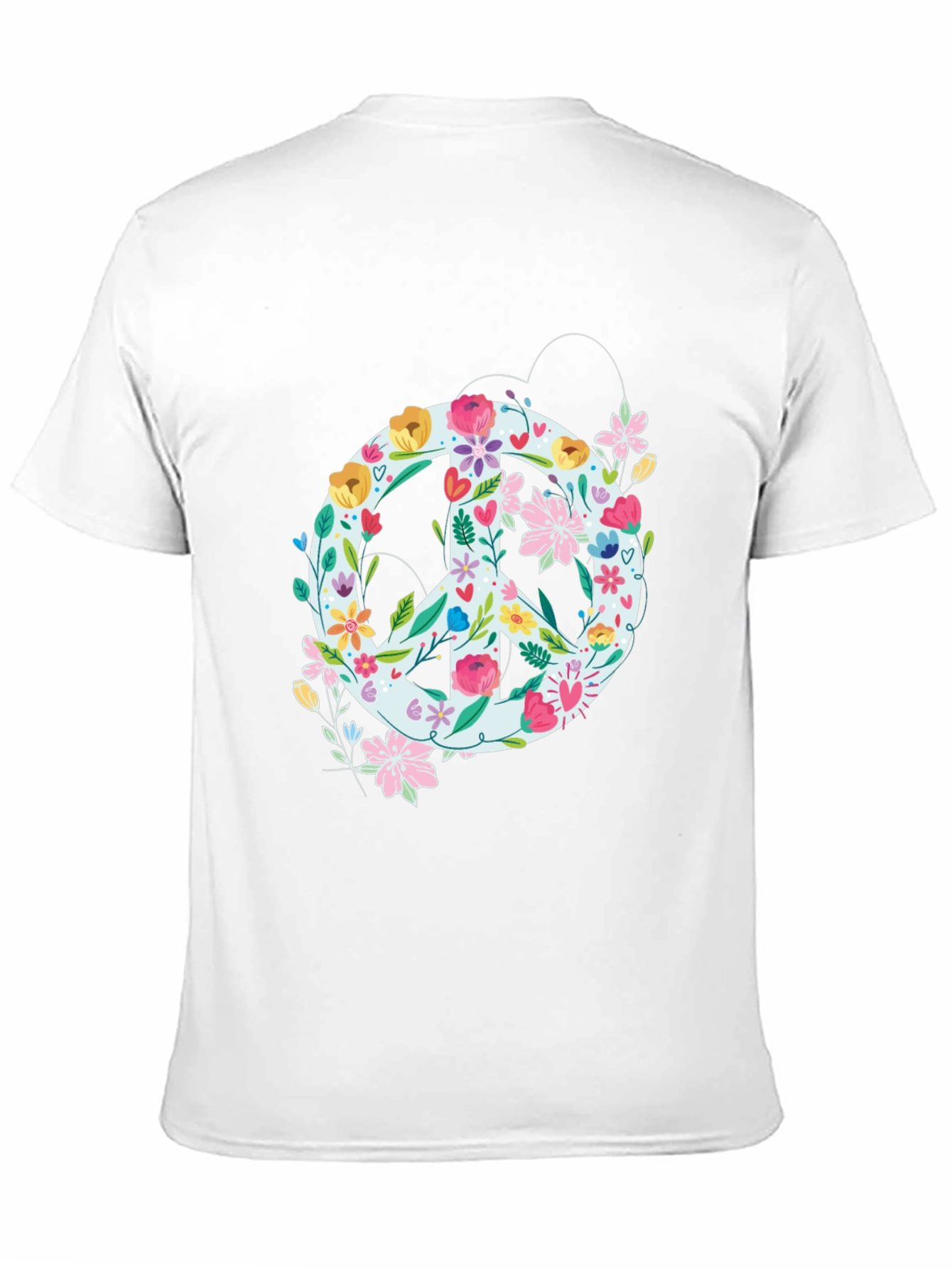 Floral Peace Sign Graphic Tee - Black