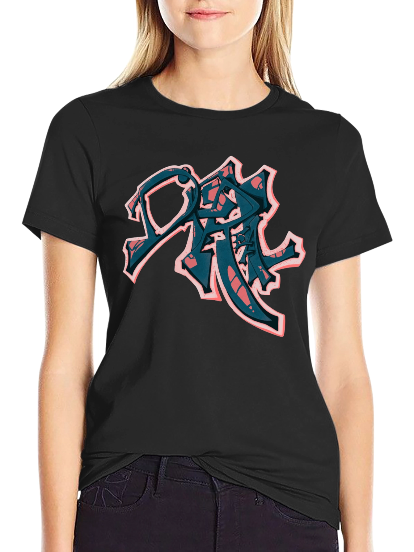 Urban Graffiti Style Black T-Shirt