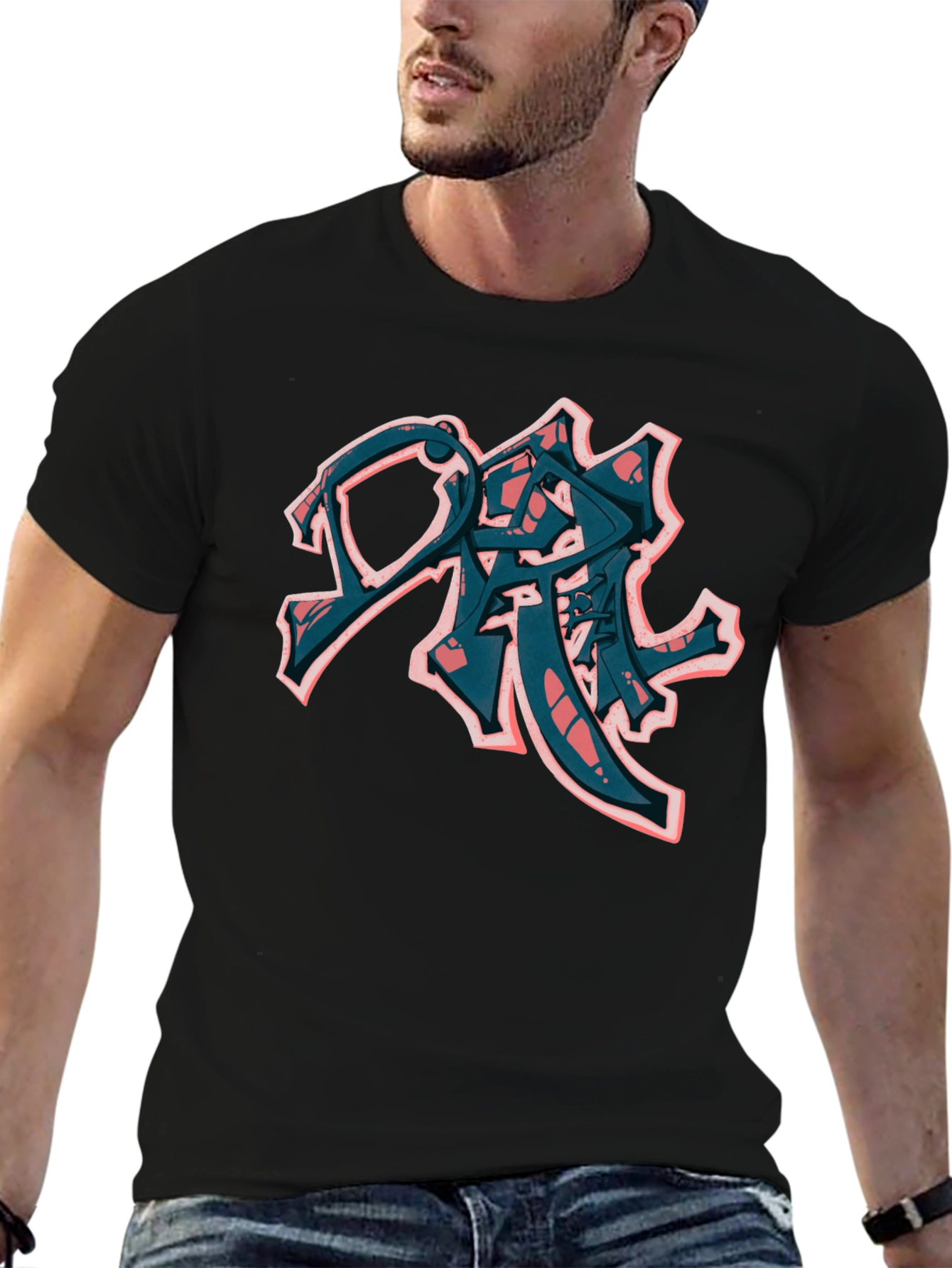 Urban Graffiti Style Black T-Shirt