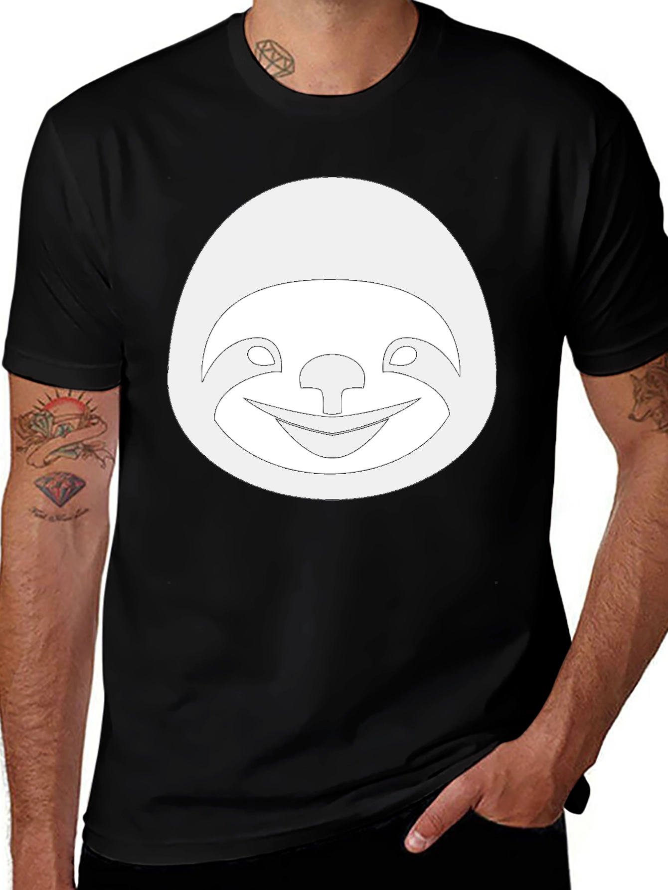Funny Sloth Graphic Tee - Casual Black T-Shirt