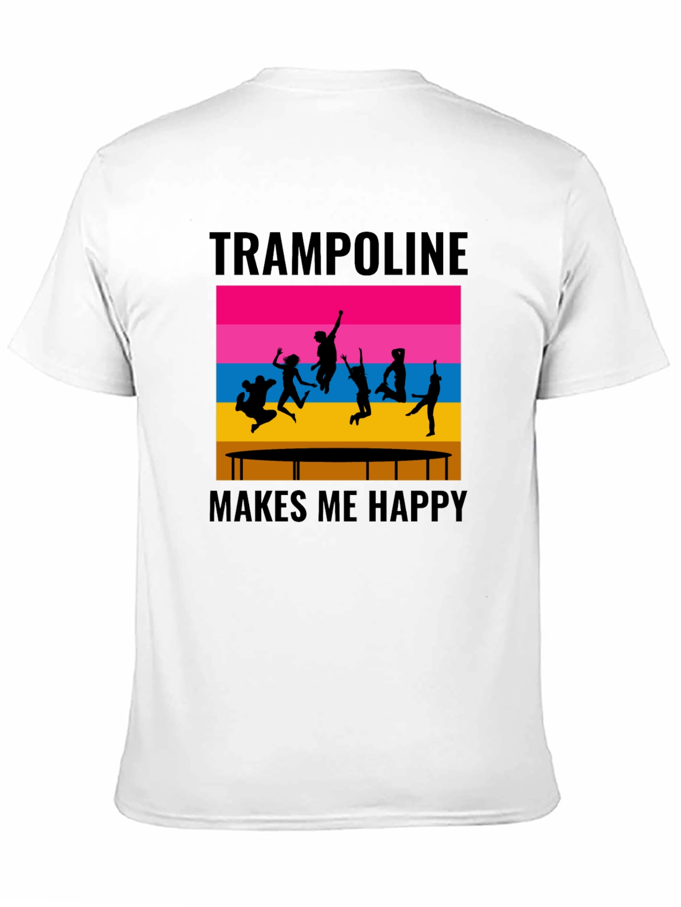 Trampoline Makes Me Happy Black Graphic T-Shirt