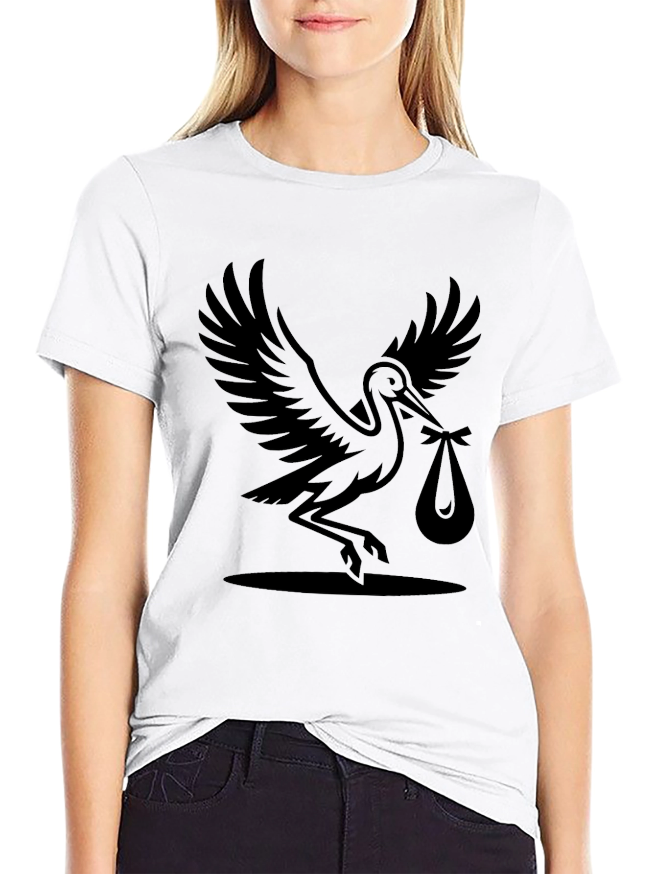 Stork Graphic T-Shirt - New Baby Announcement Tee