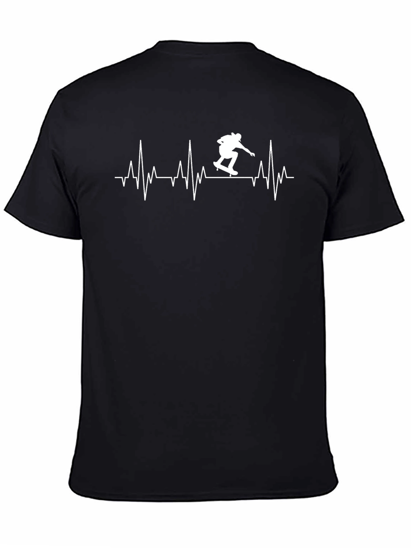 Skateboard Heartbeat T-Shirt - Black