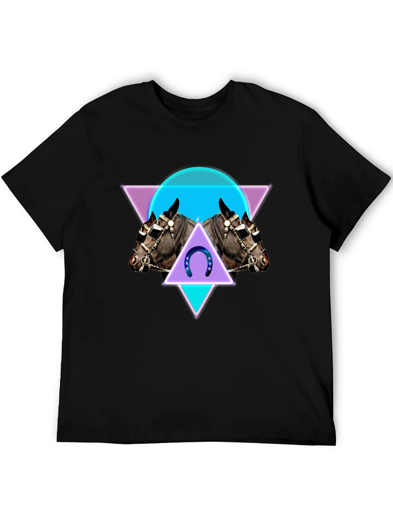 Geometric Horse Graphic Tee - Black