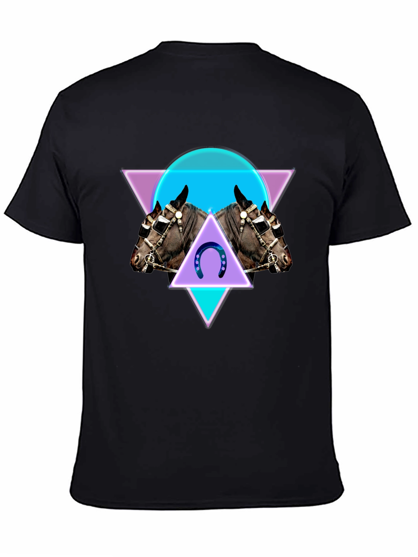 Geometric Horse Graphic Tee - Black