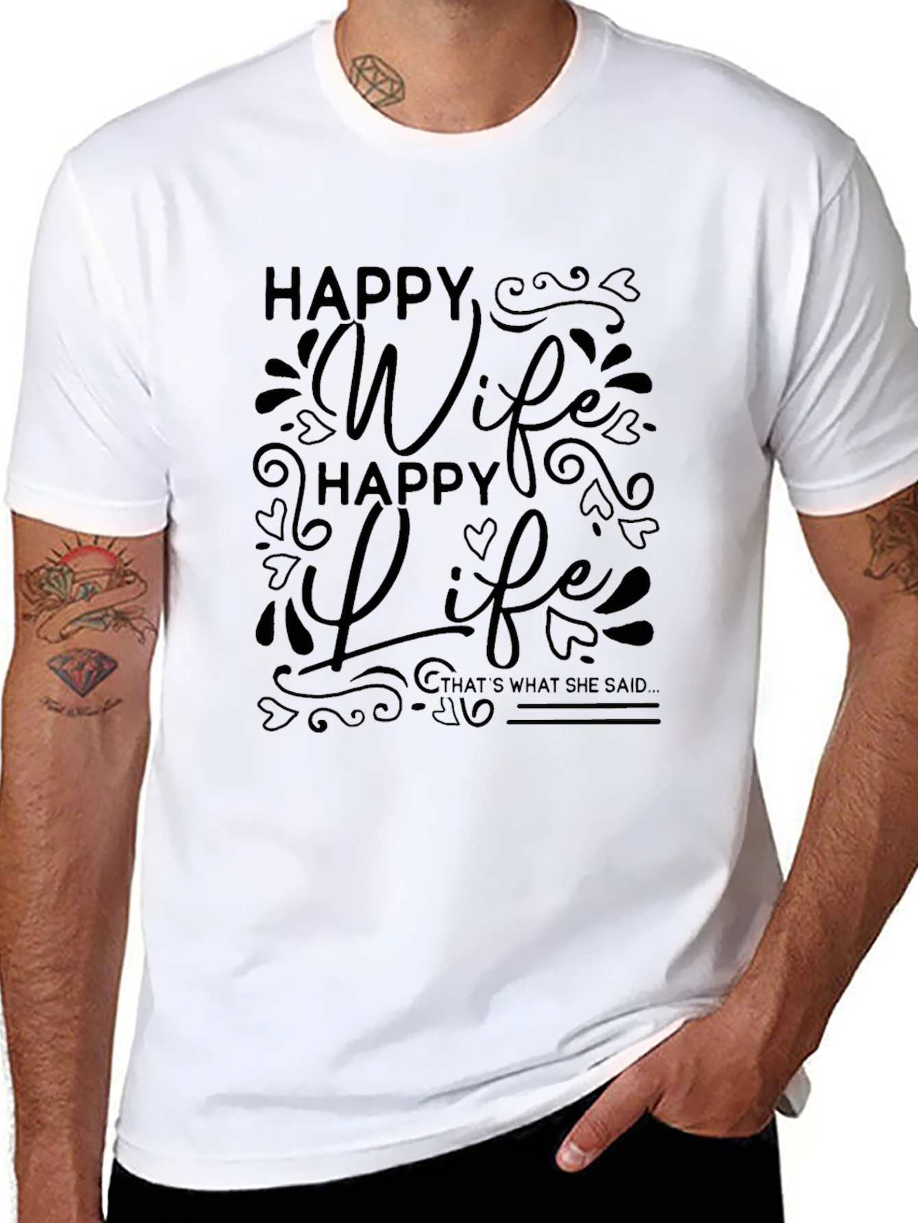 Happy Wife Happy Life Mens Black T-Shirt