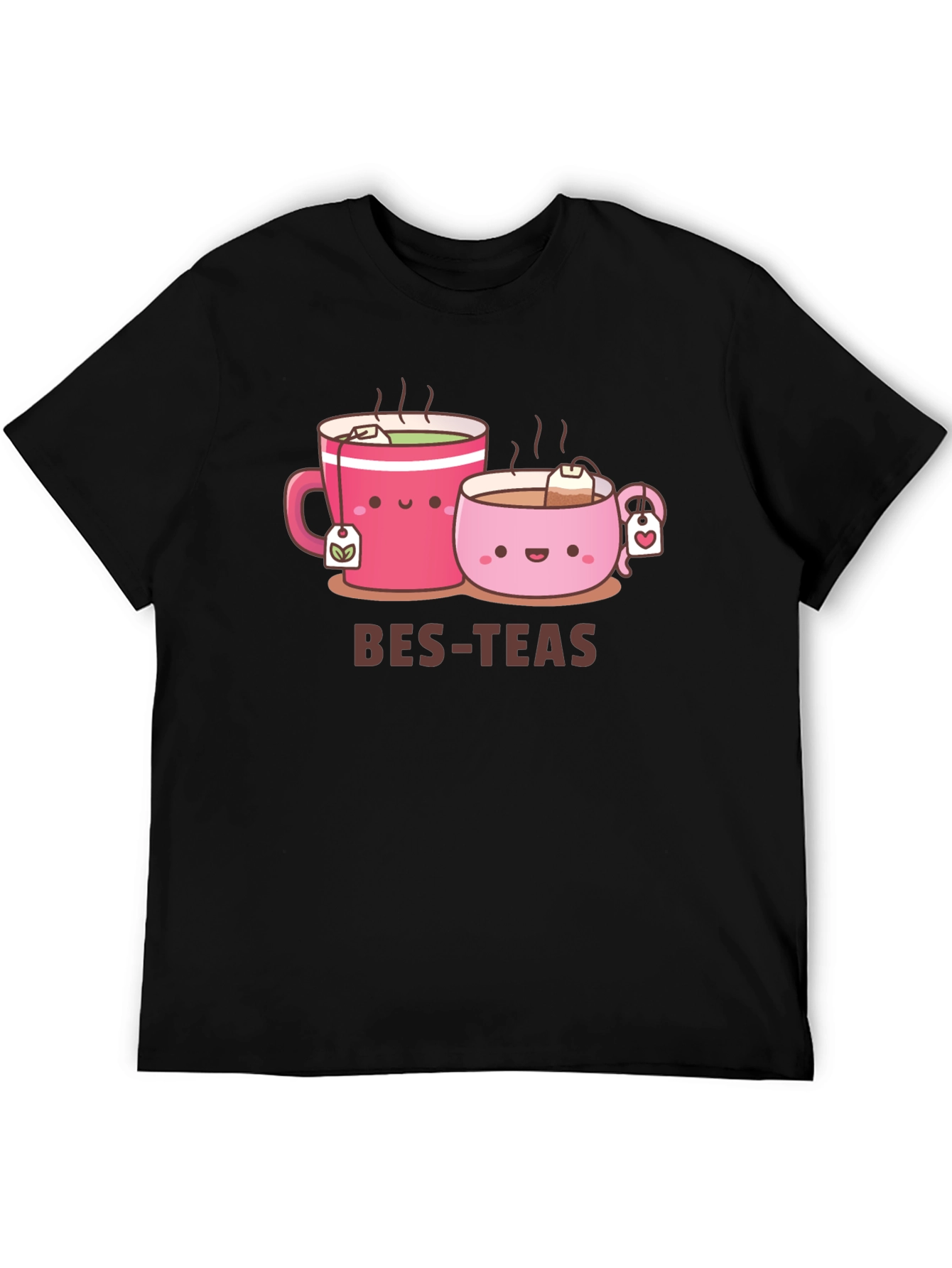 Bes-Teas Cute Cartoon Graphic Black T-Shirt
