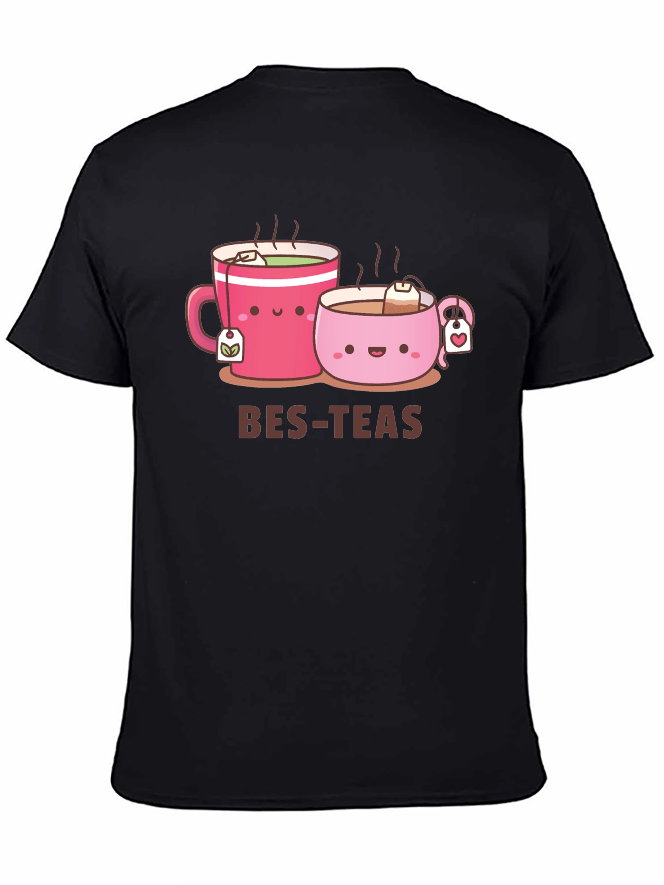 Bes-Teas Cute Cartoon Graphic Black T-Shirt