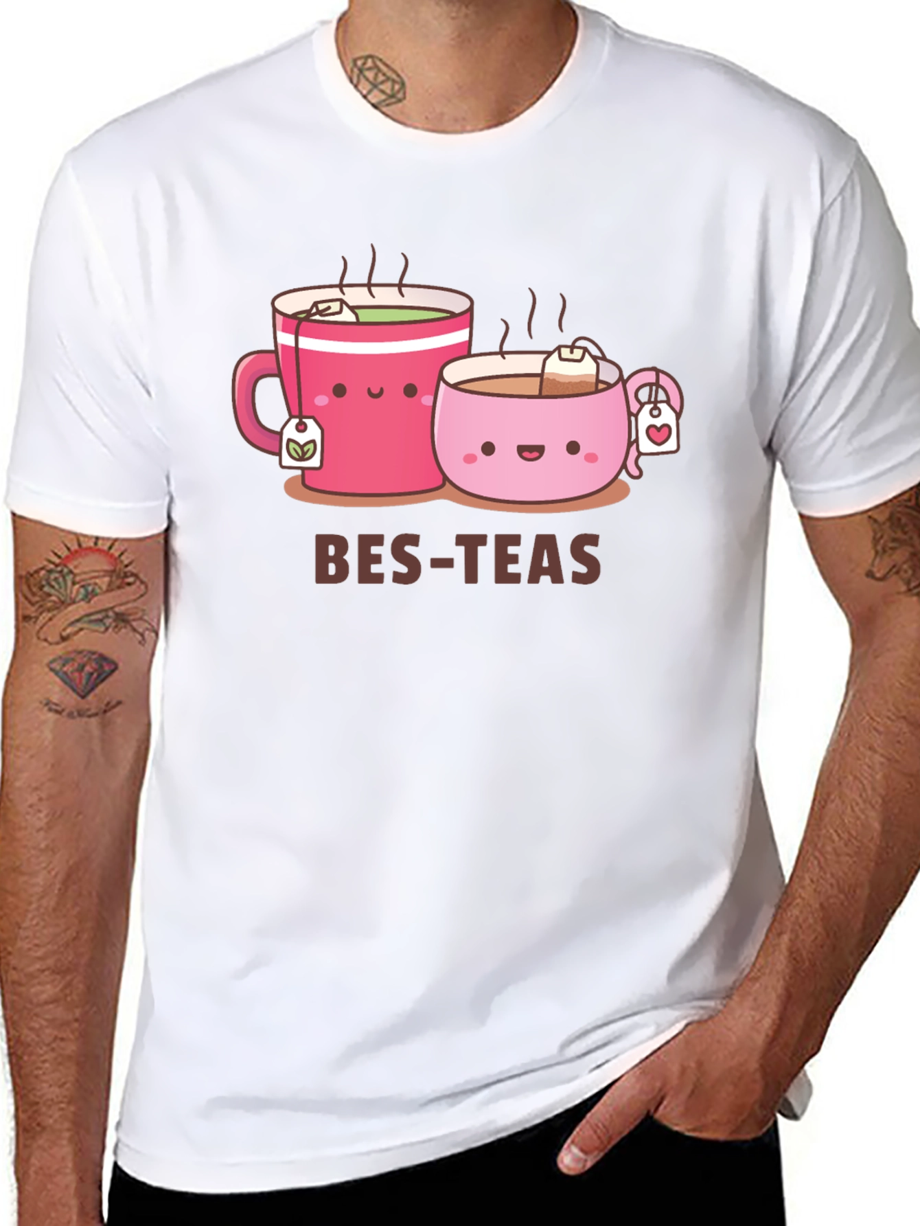 Bes-Teas Cute Cartoon Graphic Black T-Shirt