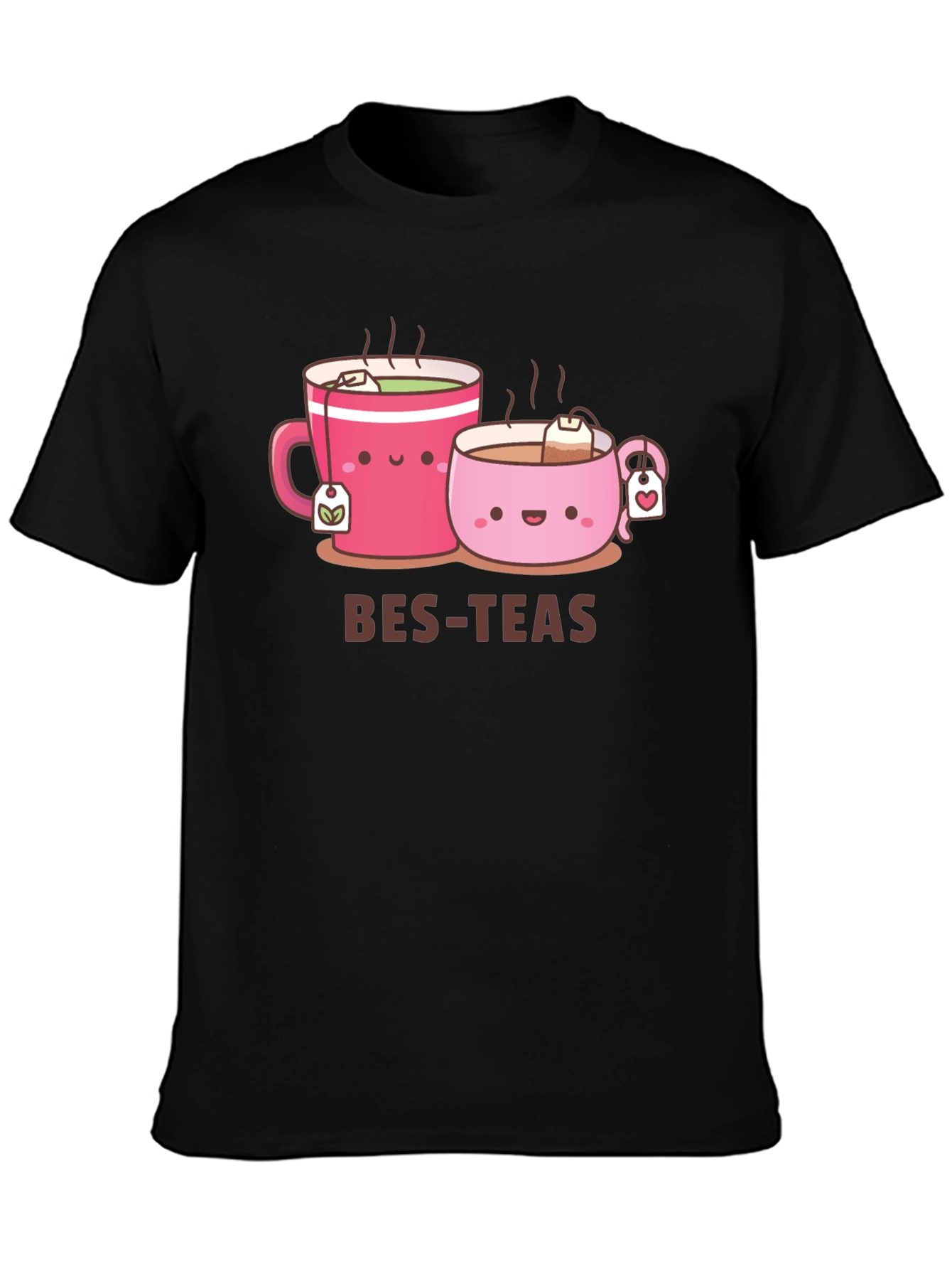 Bes-Teas Cute Cartoon Graphic Black T-Shirt