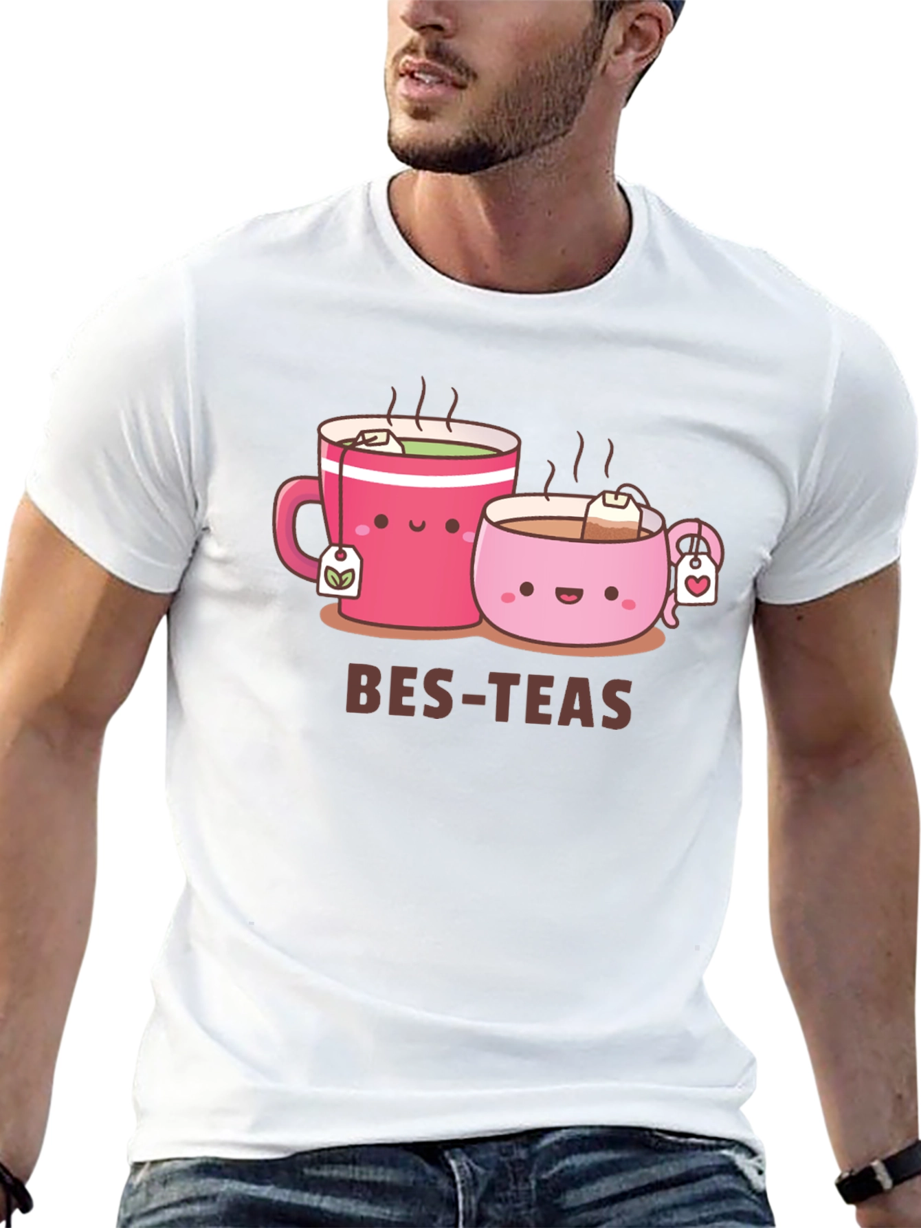 Bes-Teas Cute Cartoon Graphic Black T-Shirt