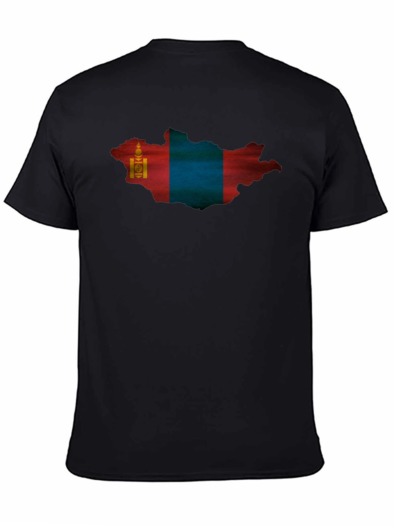 Mongolia Flag Map T-Shirt - Black