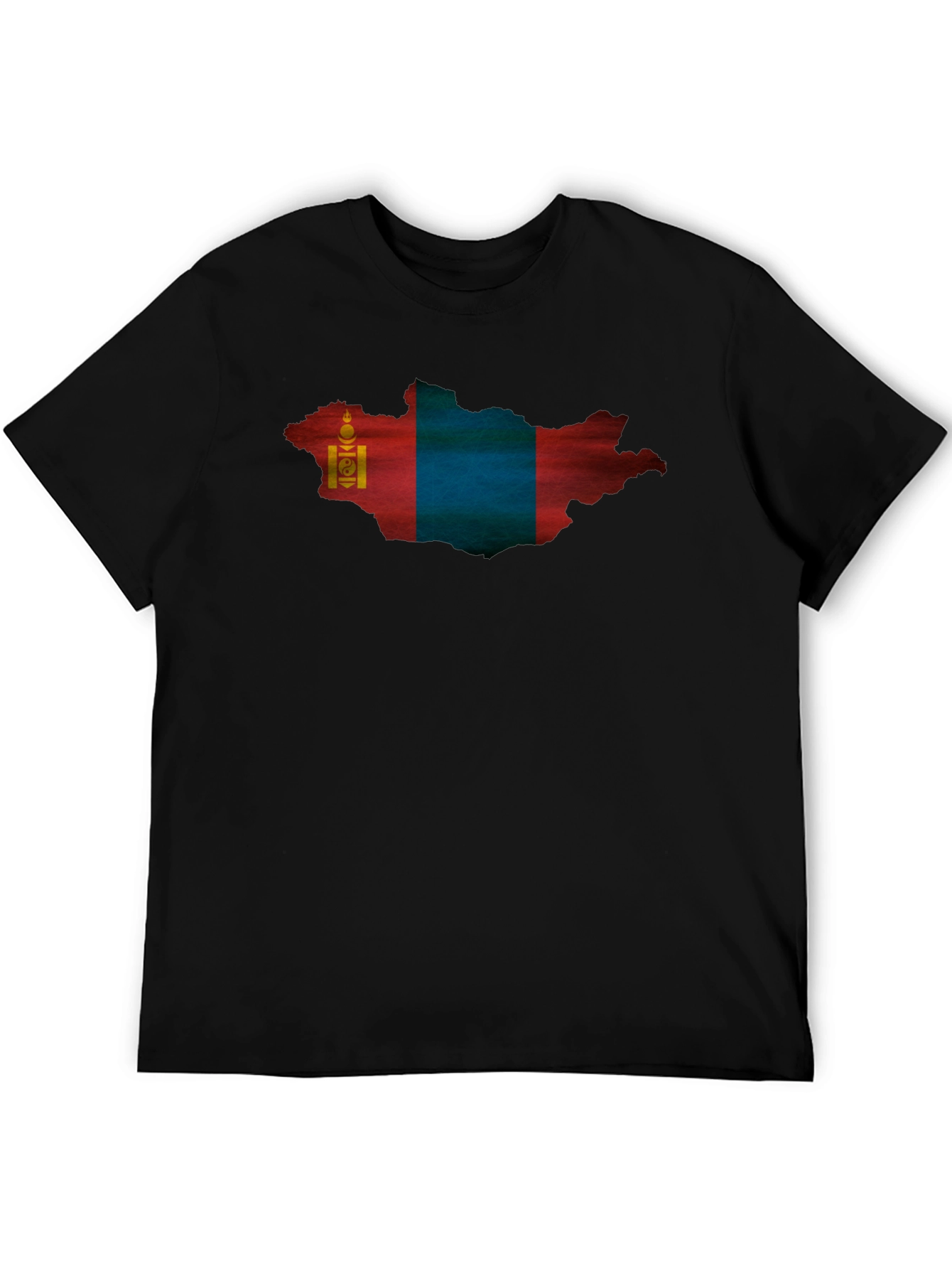 Mongolia Flag Map T-Shirt - Black