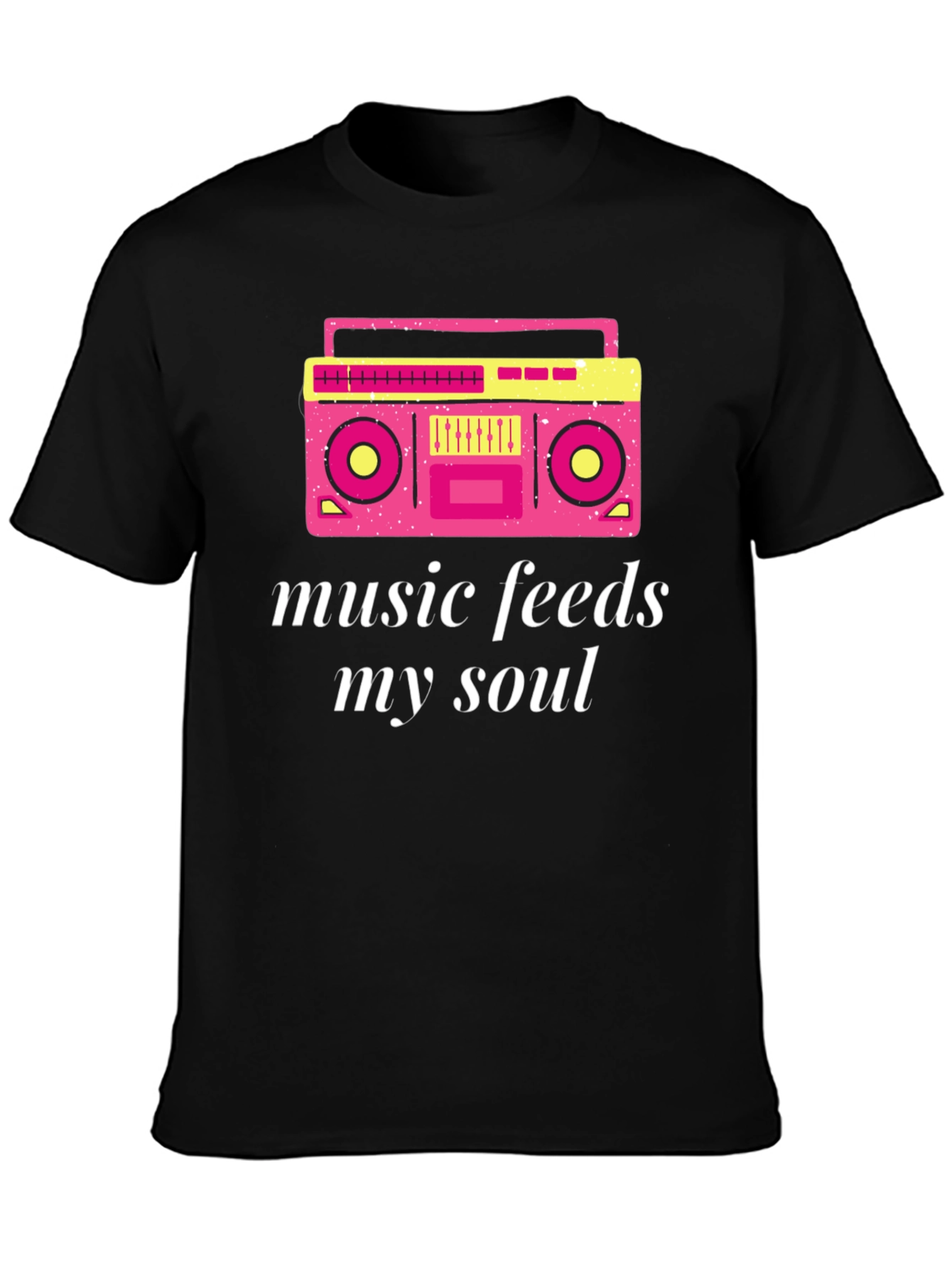 Retro Boombox Music Feeds My Soul Graphic T-Shirt